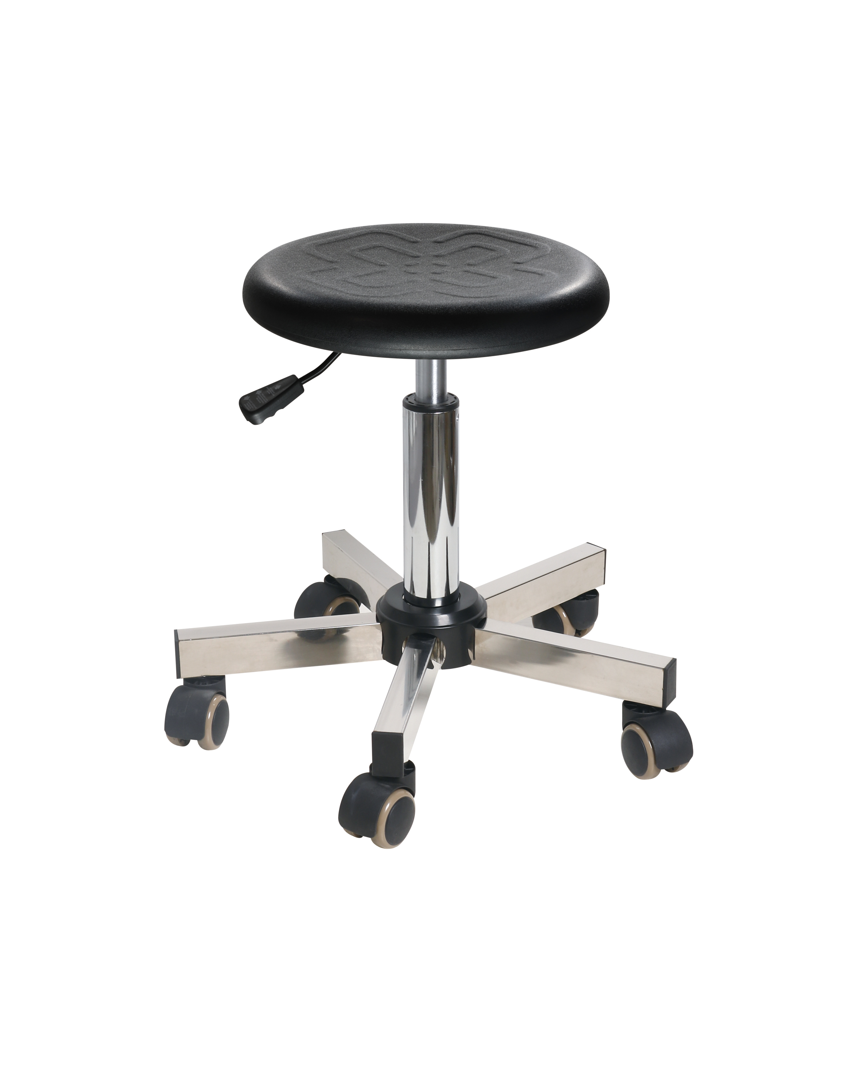 Industrial Grade PU Seating Stool with Adjustable Height Foot Ring and Casters Laboratory Chair