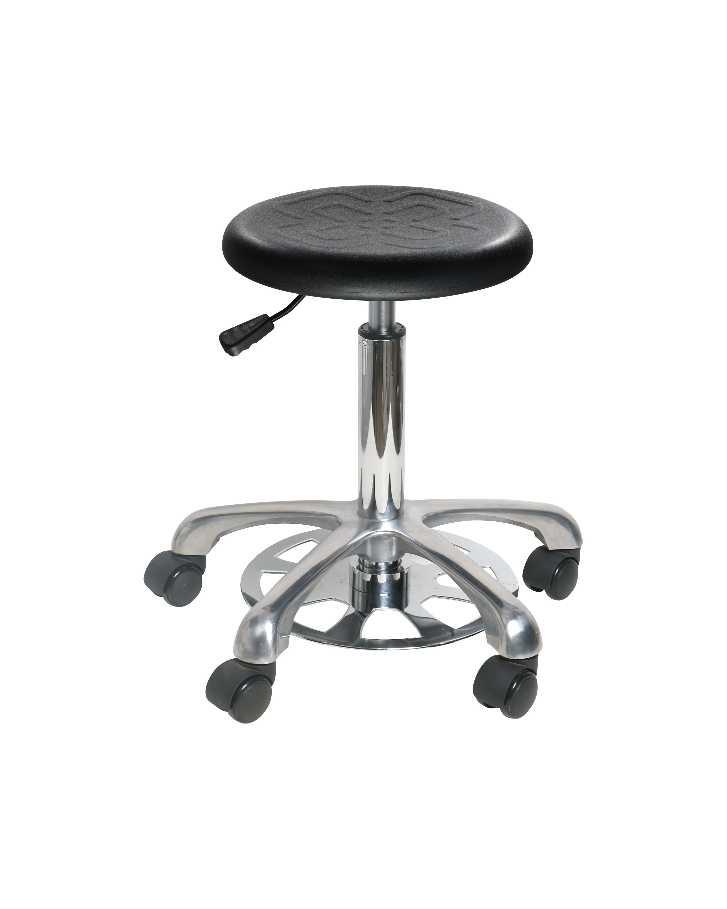 Industrial Grade PU Seating Stool with Adjustable Height Foot Ring and Casters Laboratory Chair