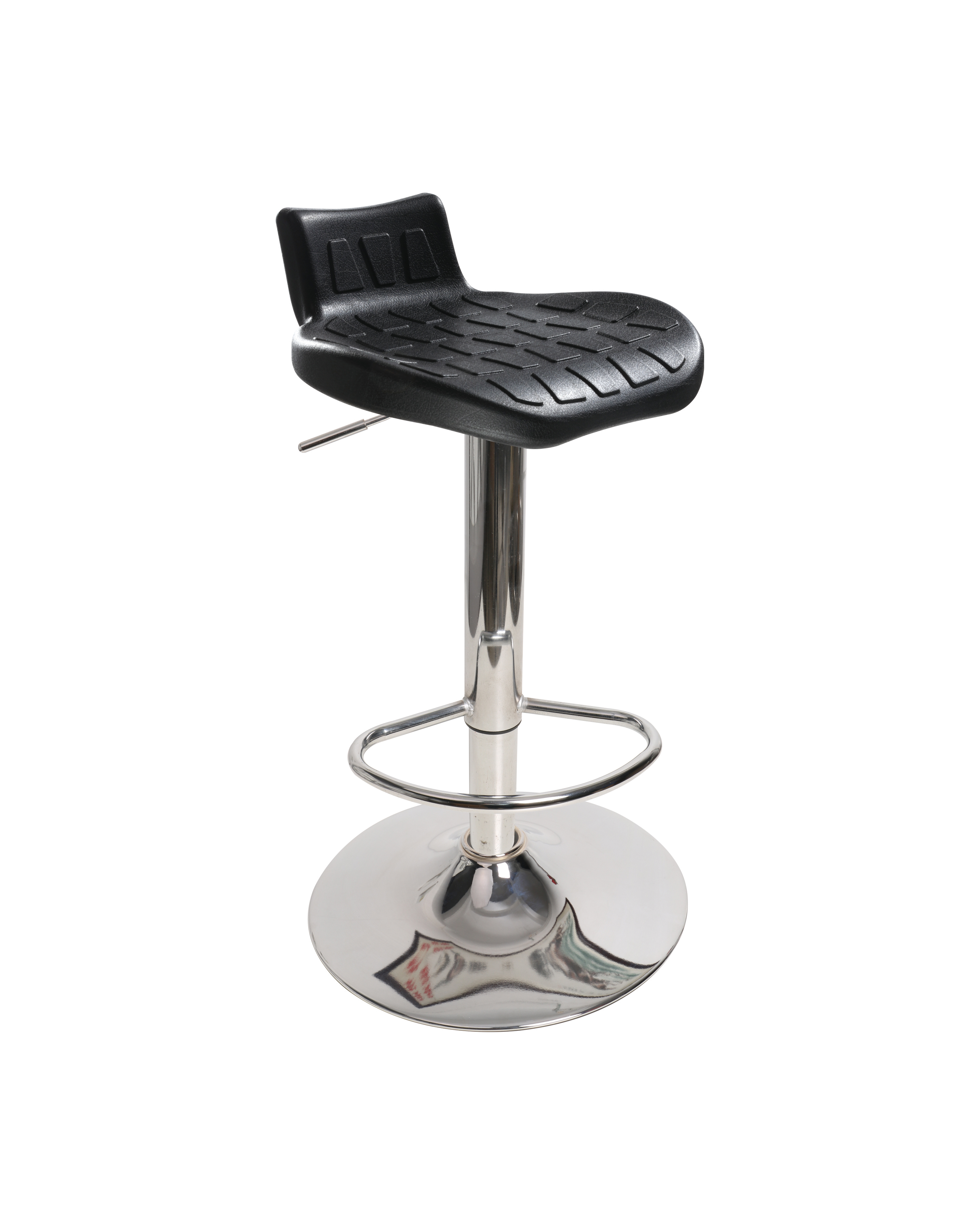 Industrial Lab Chair Polyurethane Seat with Chrome Foot Ring