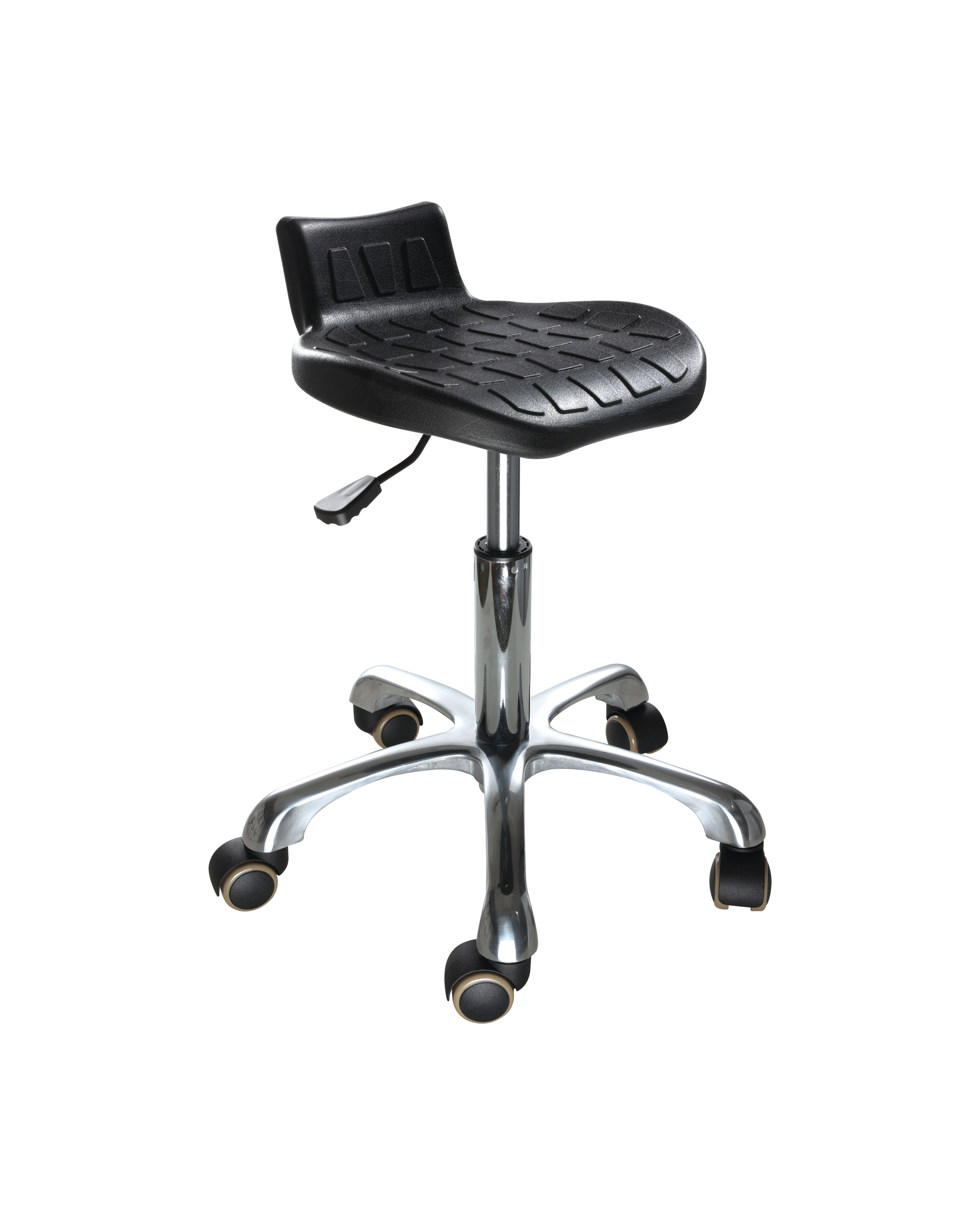 Industrial Lab Chair Polyurethane Seat with Chrome Foot Ring