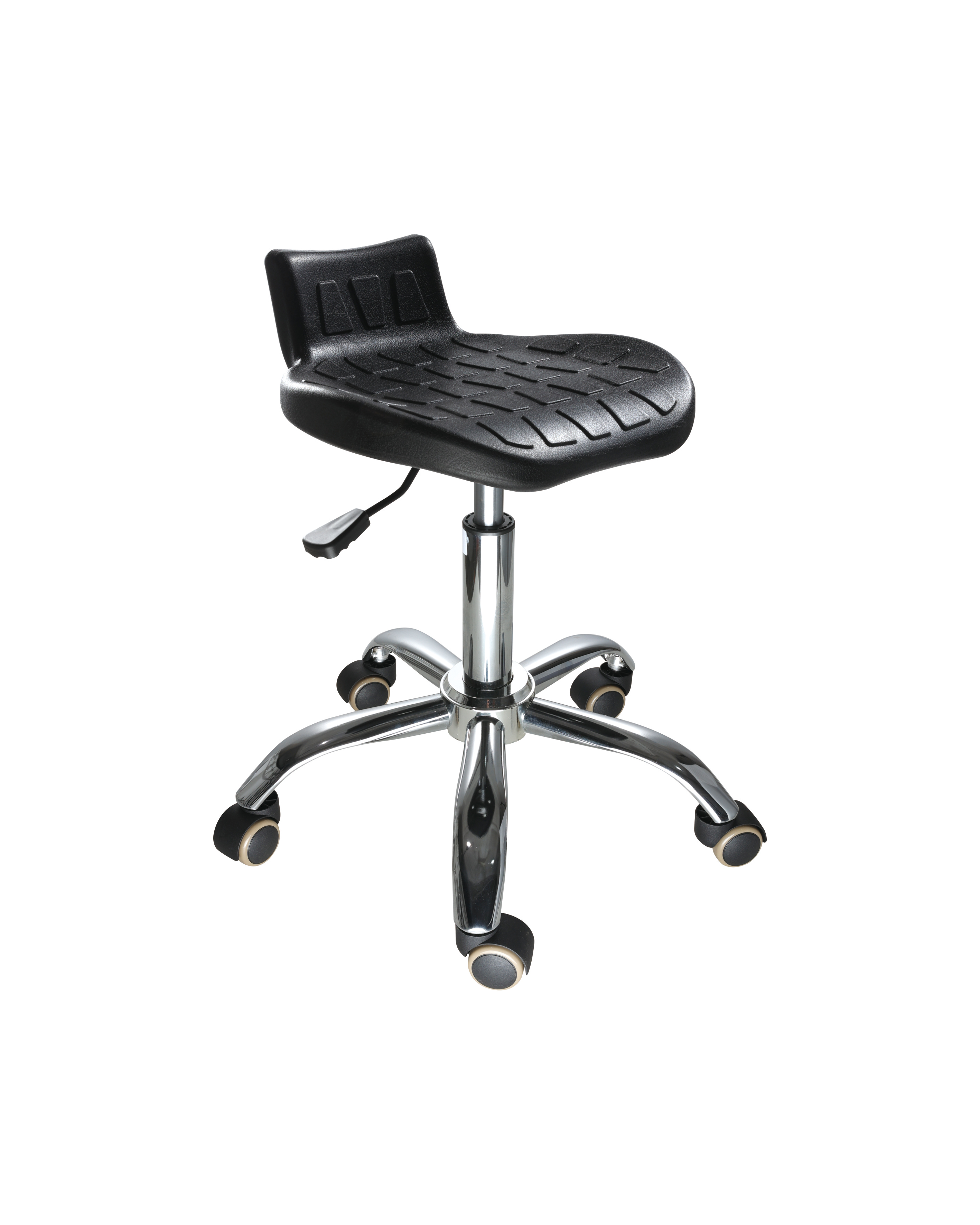 Industrial PU Lift Adjustable Seating with Chrome Foot Ring and Casters Lab Seating