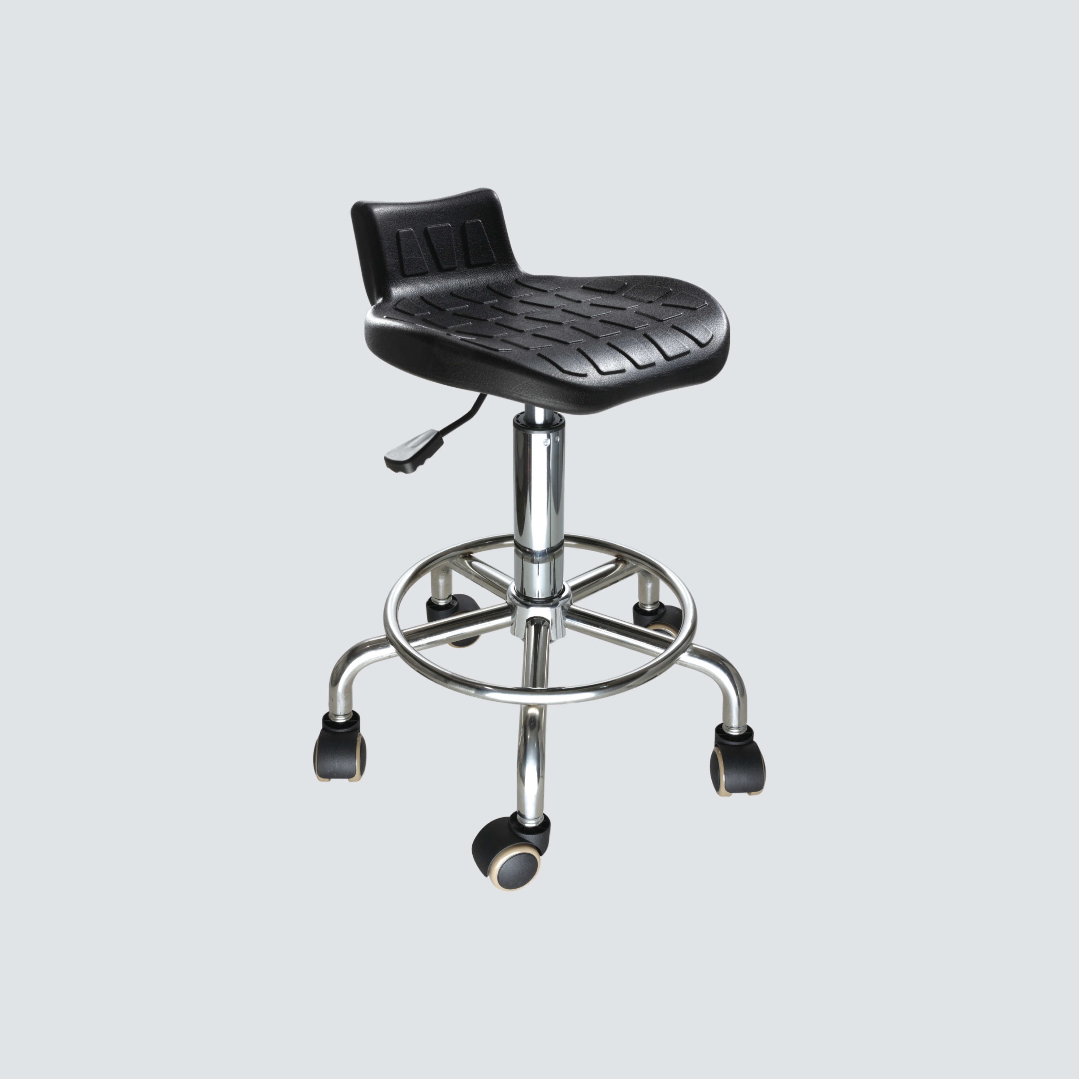 Industrial Polyurethane Casters with Adjustable Chrome Foot Ring Laboratory Chair