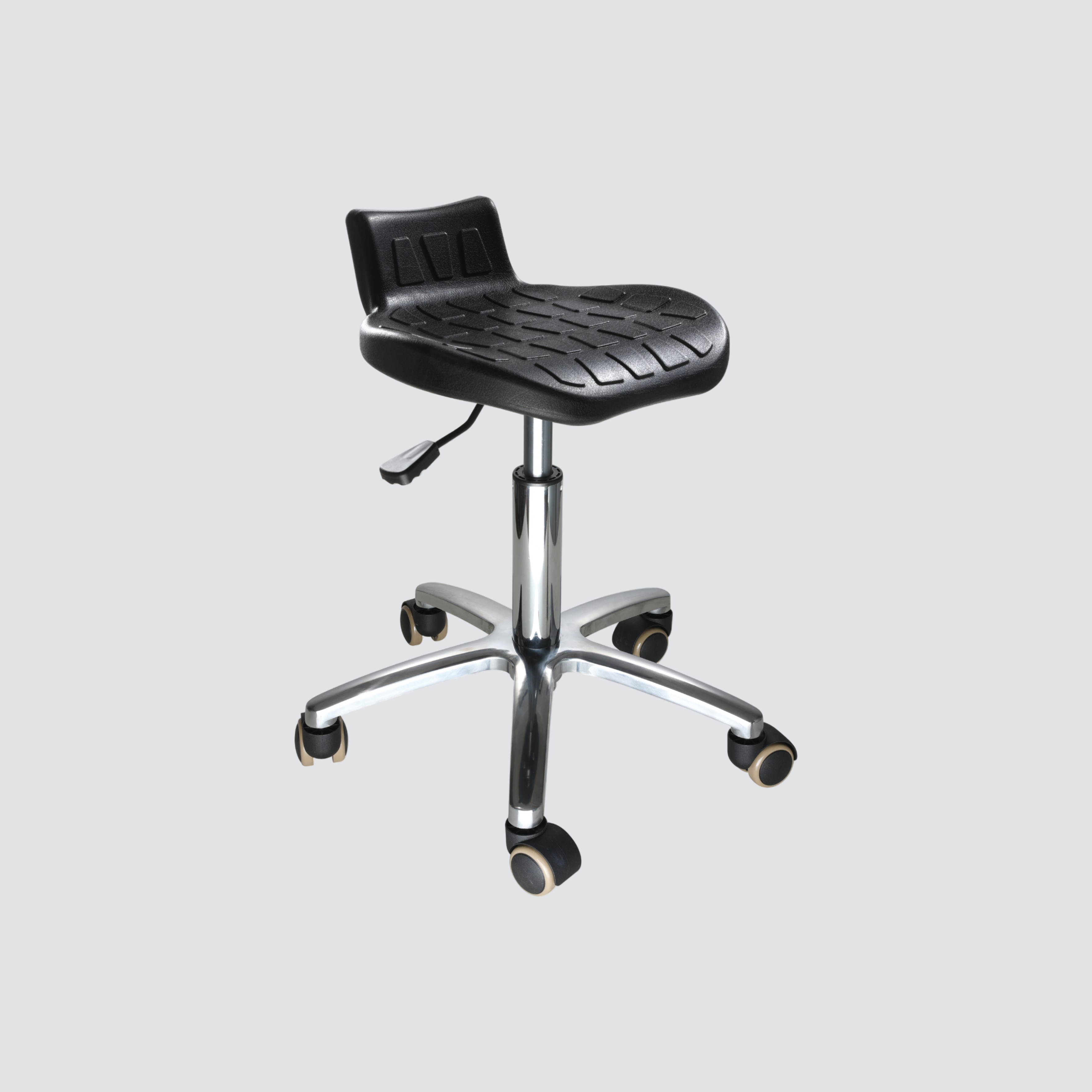 Industrial Polyurethane Chrome Foot Ring with Casters and Adjustable Laboratory Chair