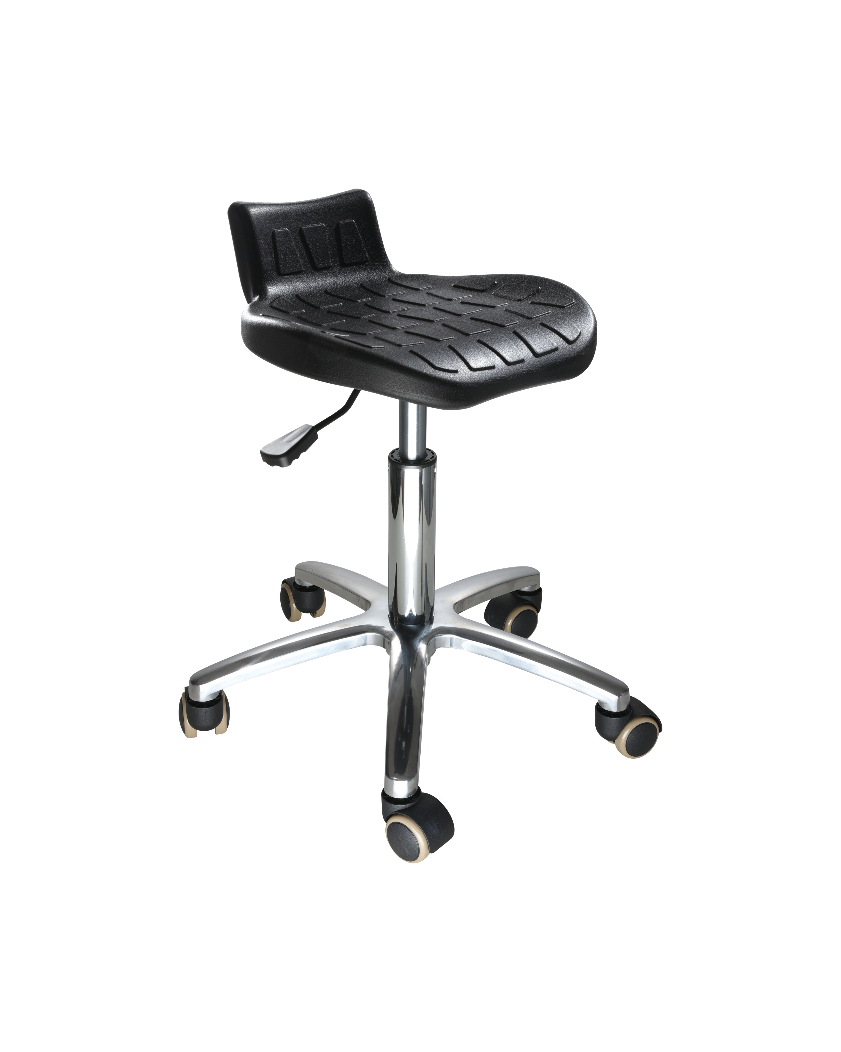 Industrial PU Lift Adjustable Seating with Chrome Foot Ring and Casters Lab Seating