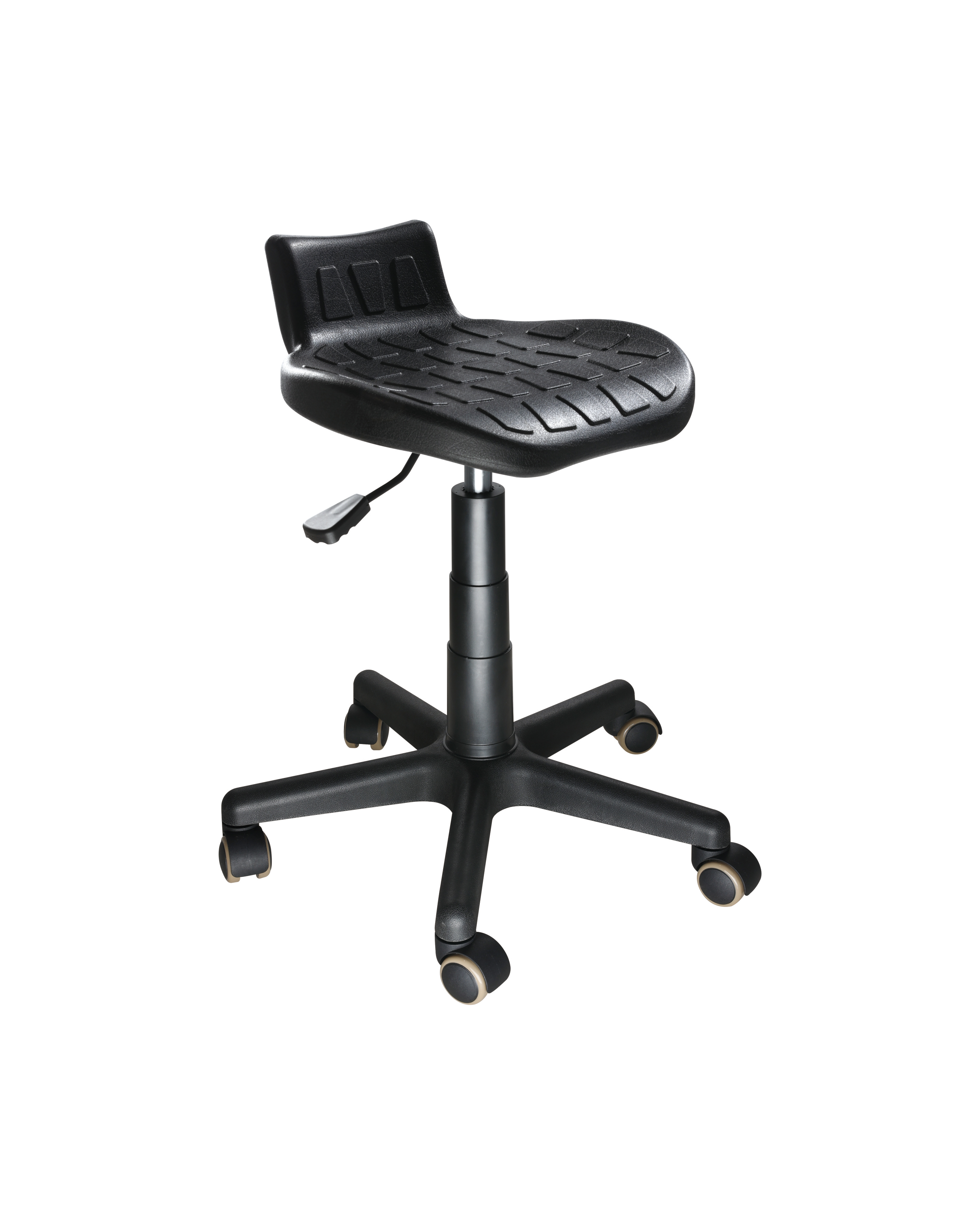 Industrial Lab Chair Polyurethane Seat with Chrome Foot Ring