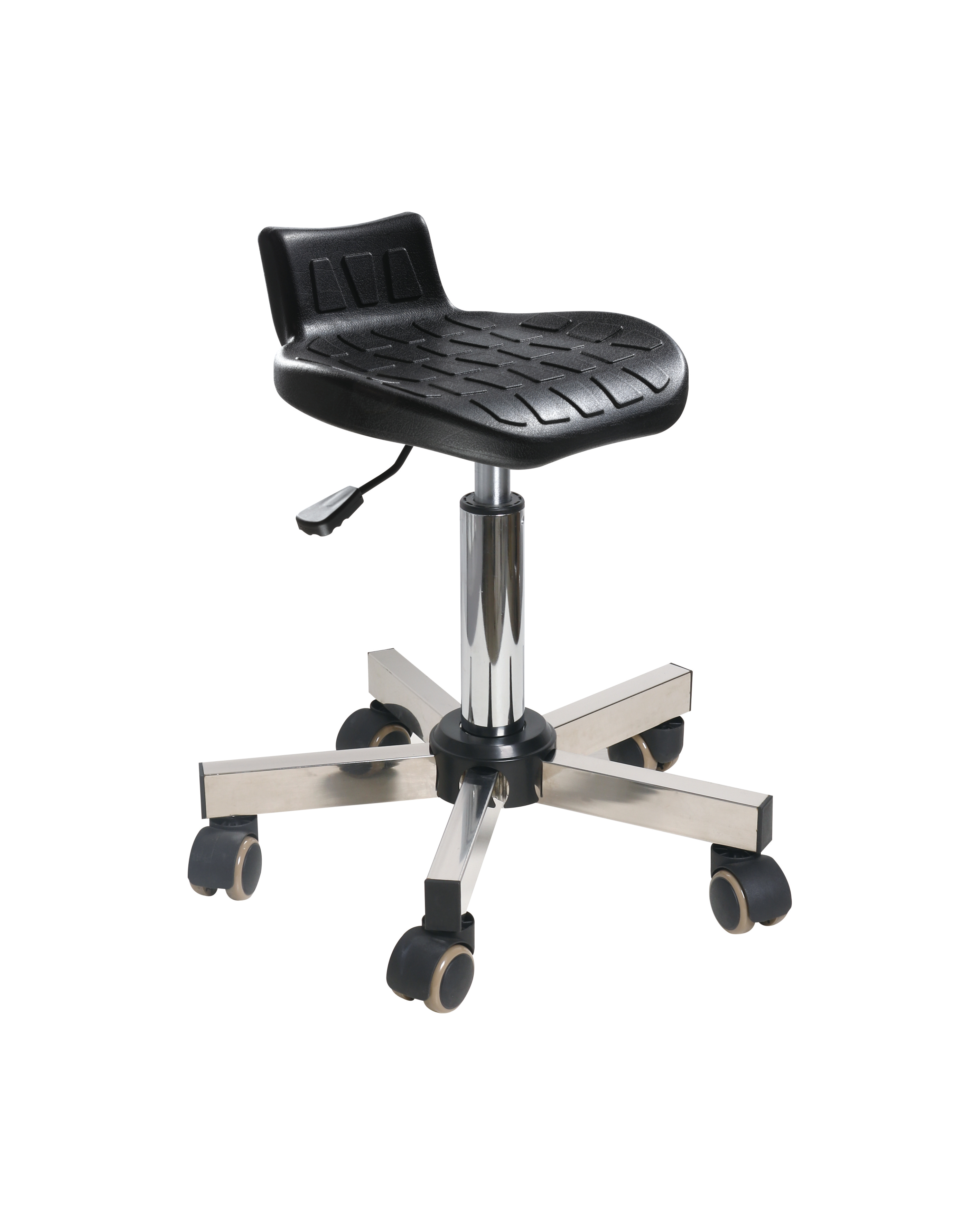Industrial Lab Chair Polyurethane Seat with Chrome Foot Ring