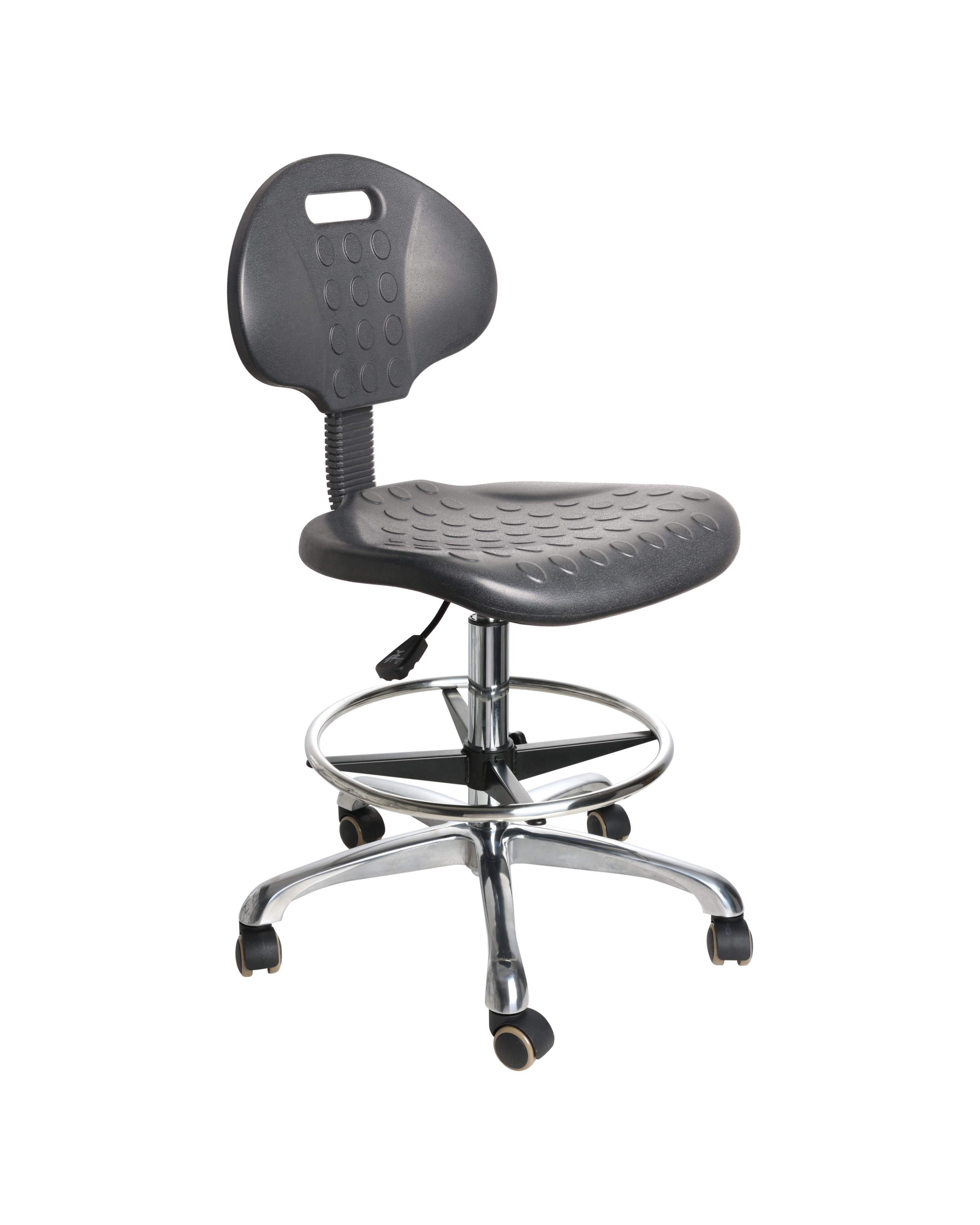 Industrial Polyurethane Dynamic Seating with Chrome Foot Ring and Casters Adjustable Laboratory Chair