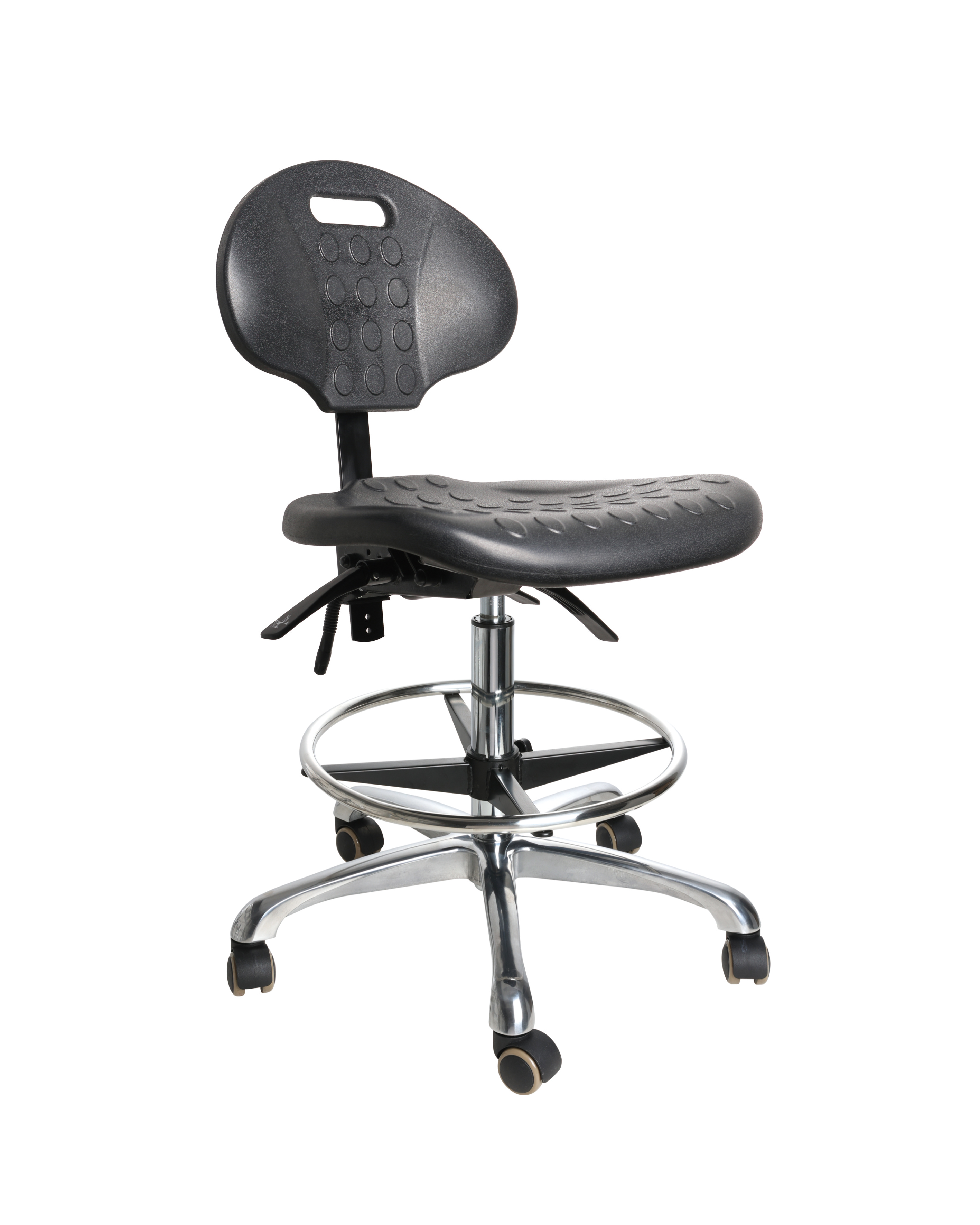 UK Research Laboratory Adjustable Polyurethane Chair with Chrome Foot Ring Laboratory Chair