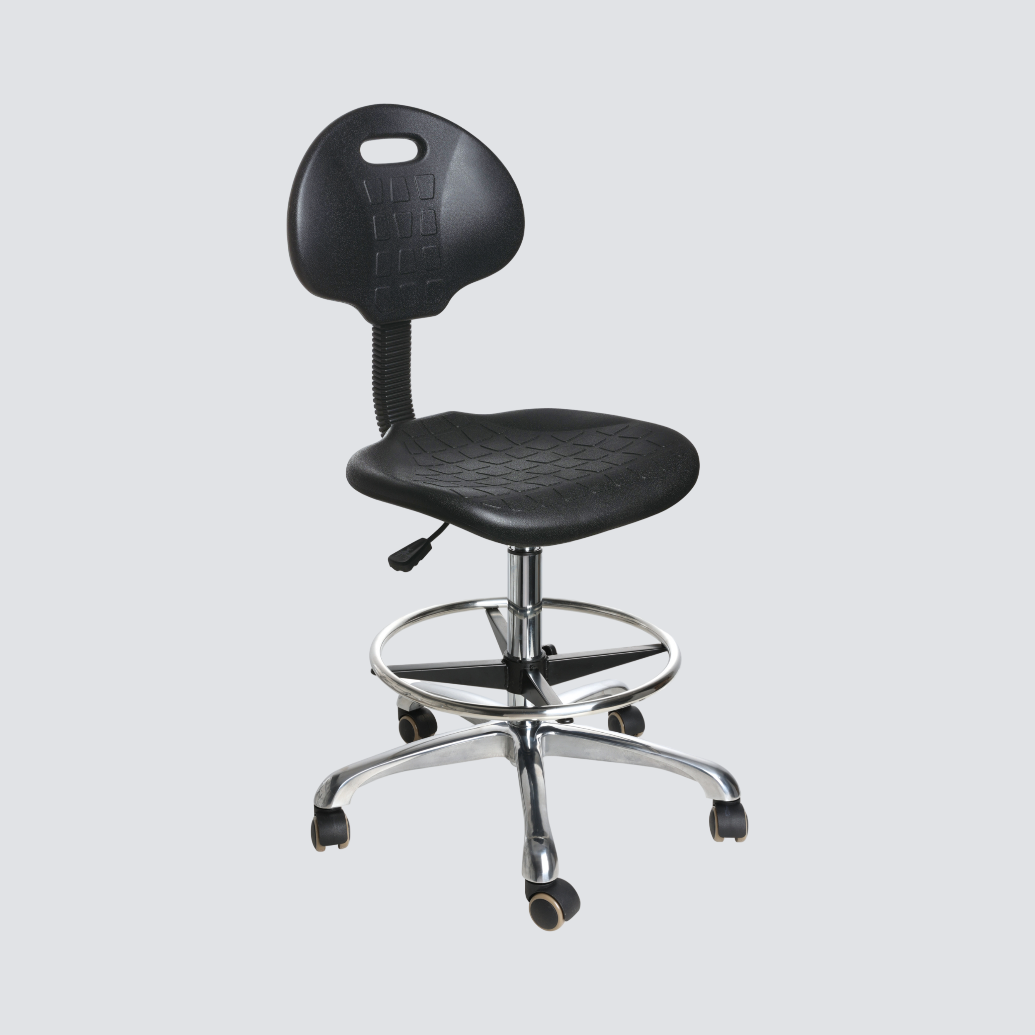 Industrial Polyurethane Chrome Foot Ring with Adjustable Casters Laboratory Chair
