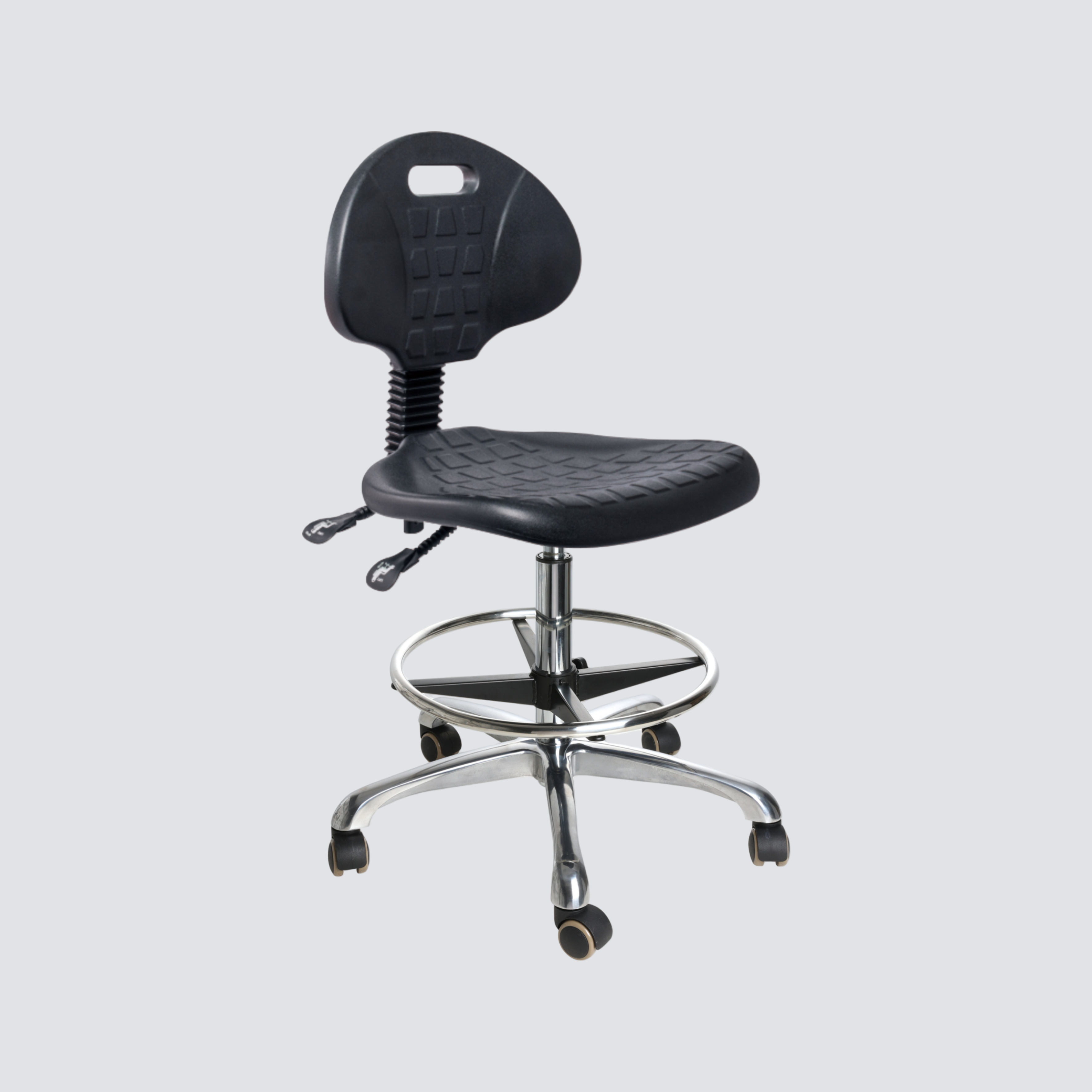 Industrial Polyurethane Swivel Casters Adjustable Lab Seating