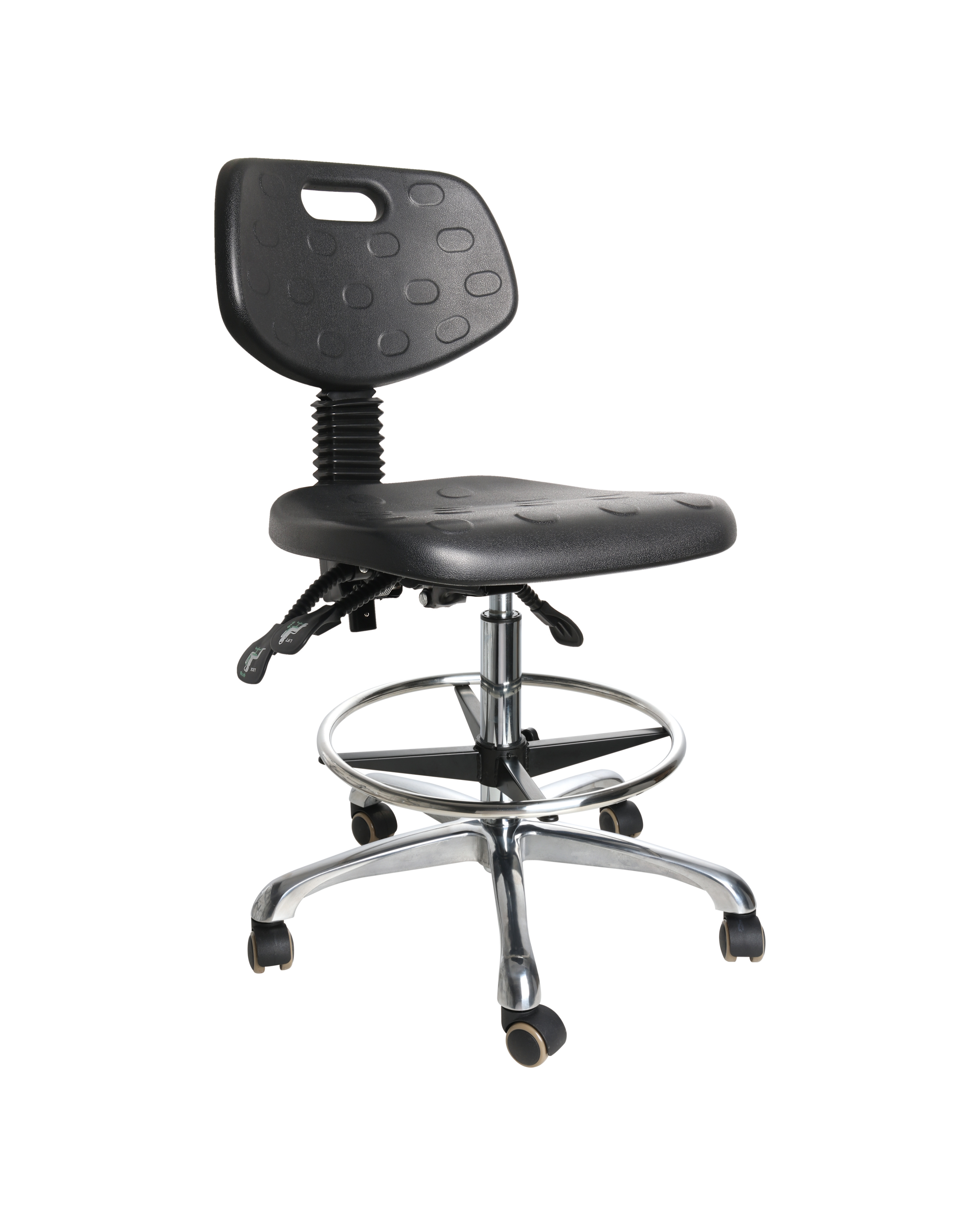 Industrial Polyurethane Casters with Chrome Foot Ring Adjustable and Laboratory Seating