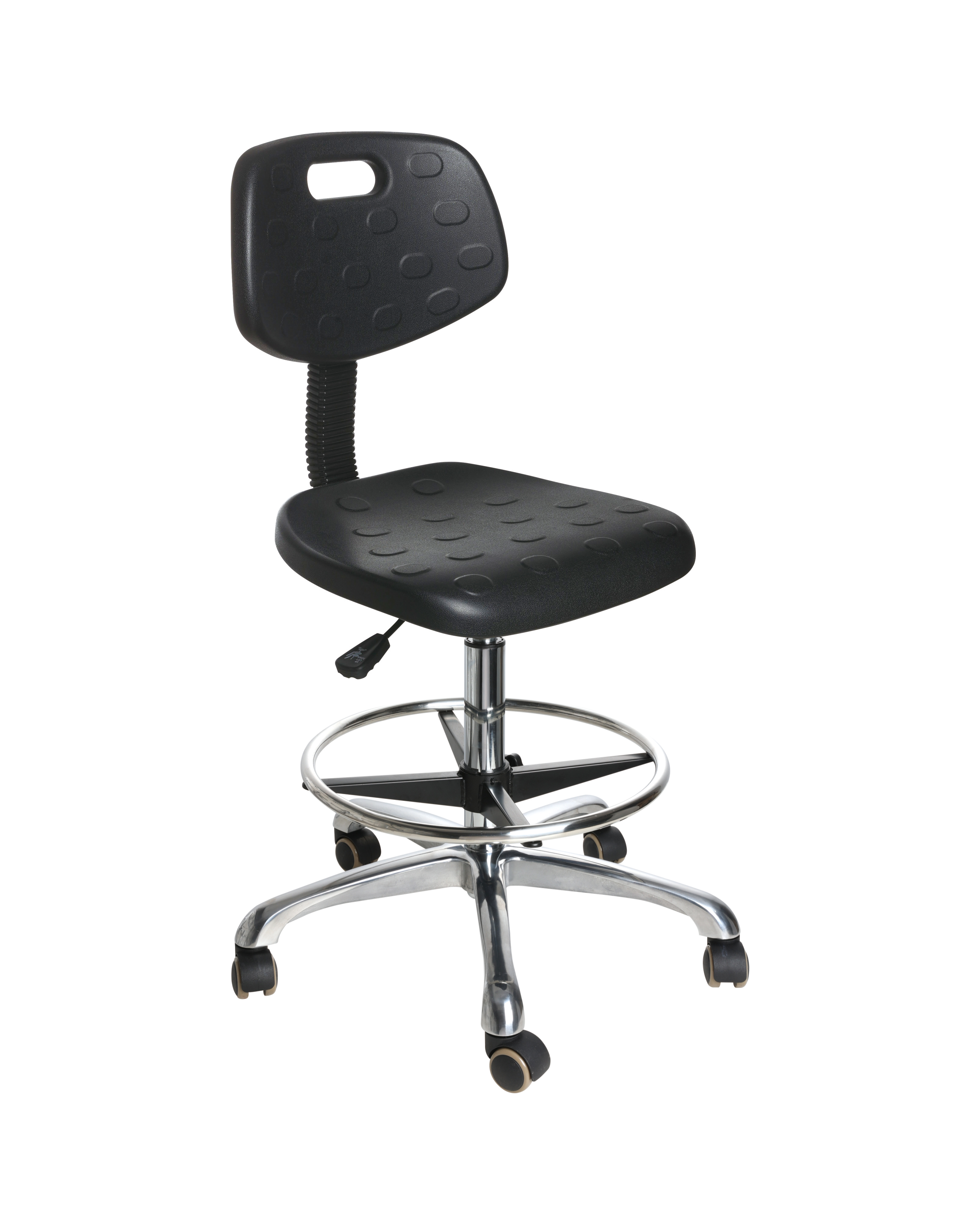 Industrial Polyurethane Balanced Seating with Chrome Foot Ring and Casters Adjustable Laboratory Chair