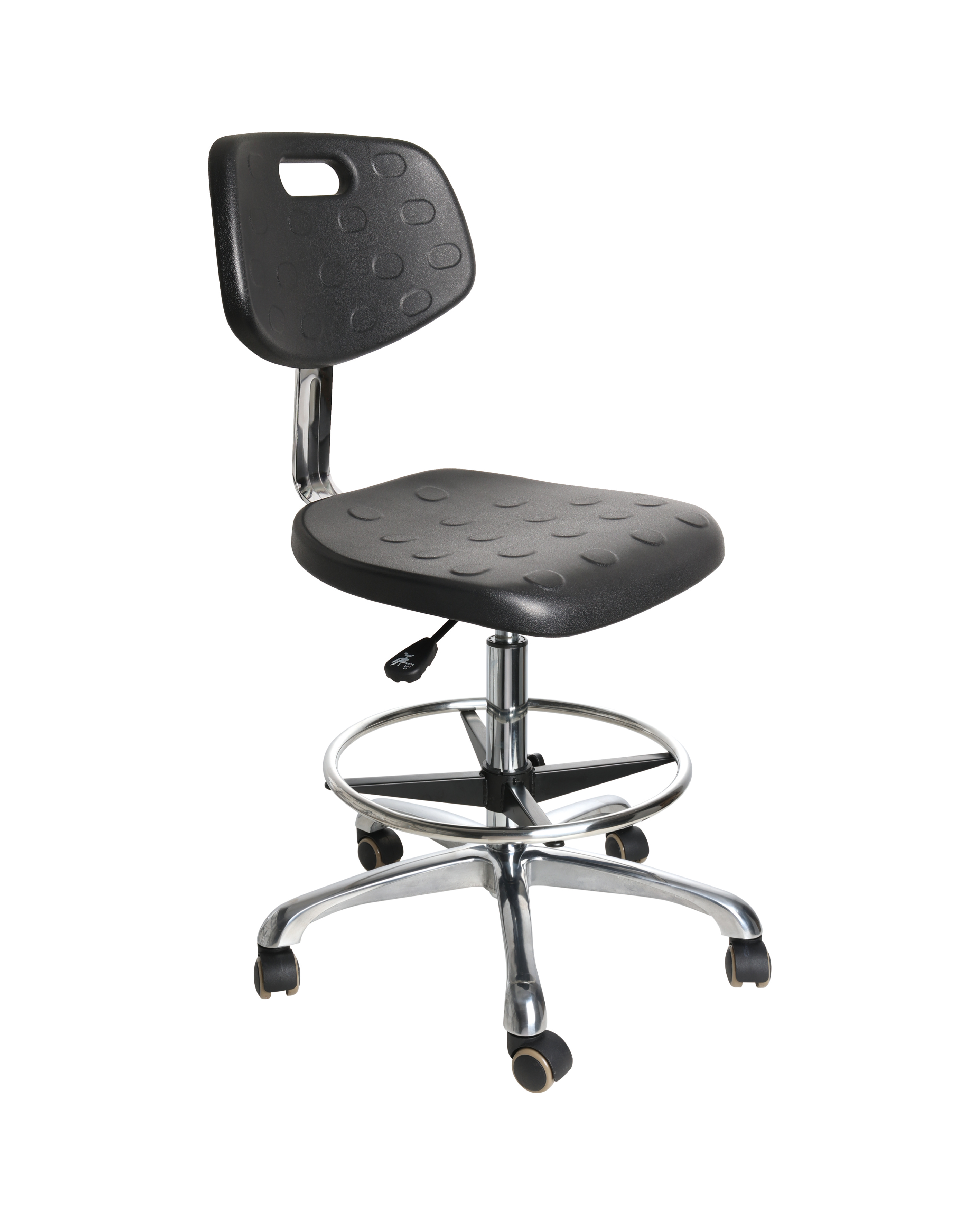Industrial Polyurethane Balanced Seating with Chrome Foot Ring and Casters Adjustable Laboratory Chair