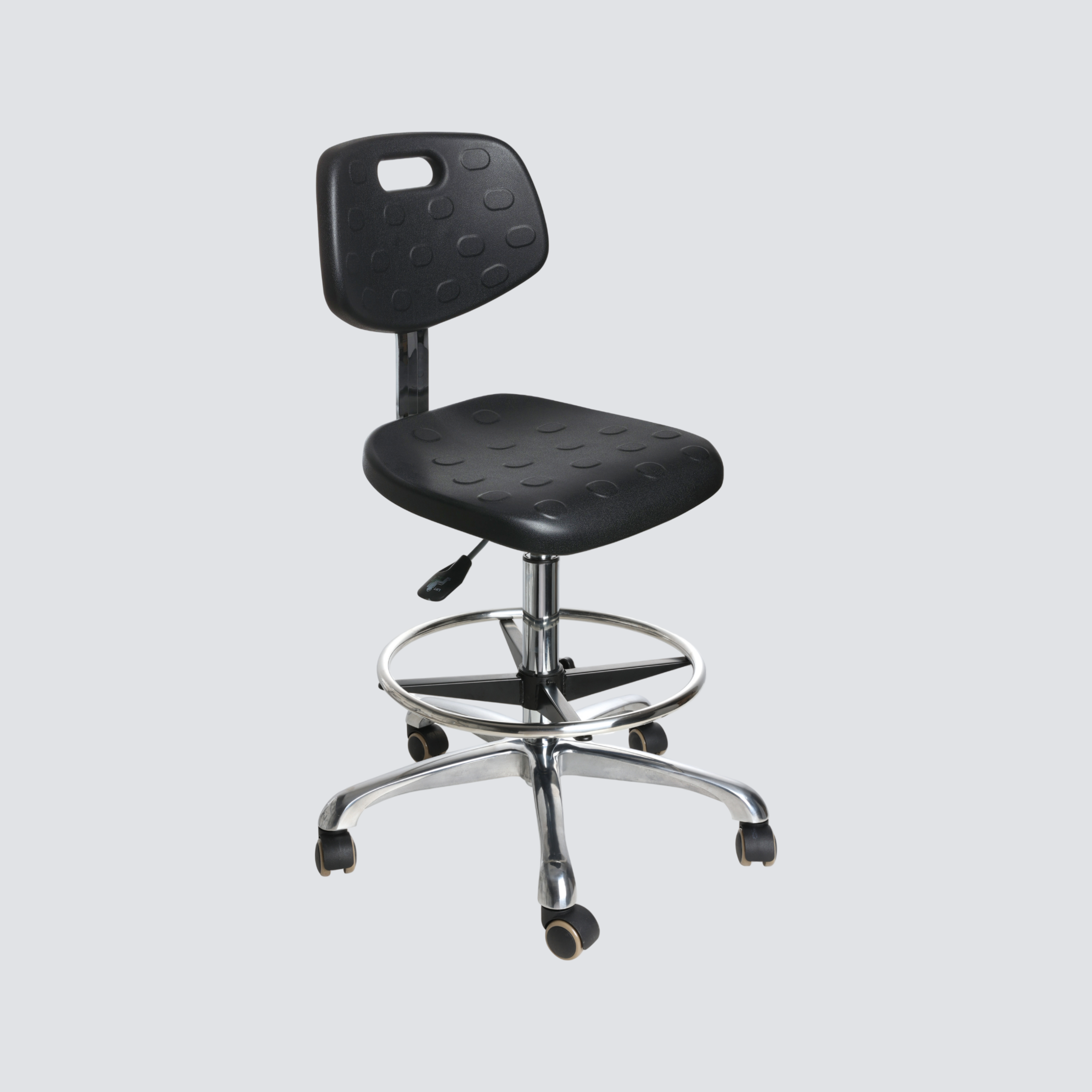 Industrial Polyurethane Chrome Foot Ring with Adjustable Casters Laboratory Stool