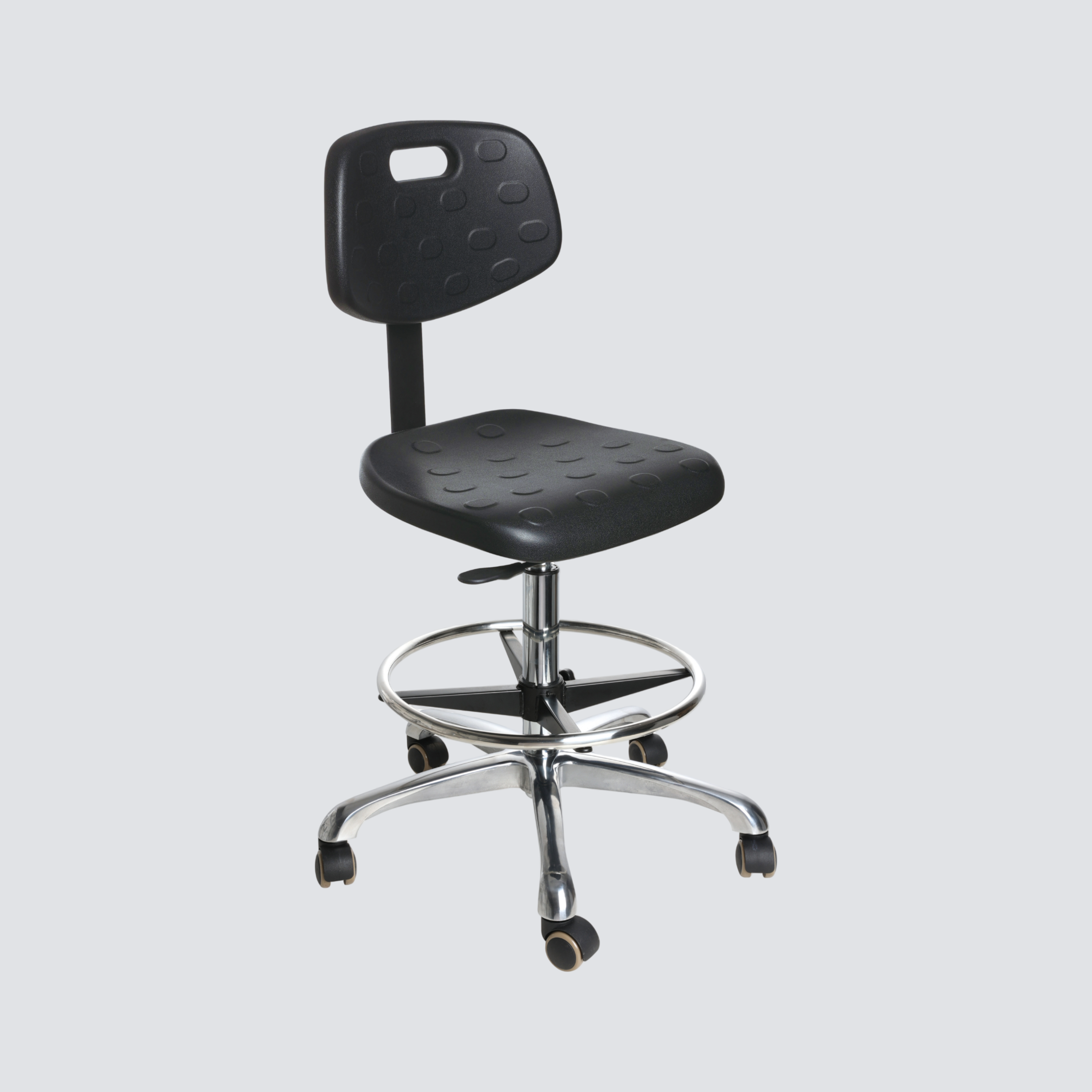 Industrial Polyurethane Casters with Chrome Foot Ring and Adjustable Laboratory Chair