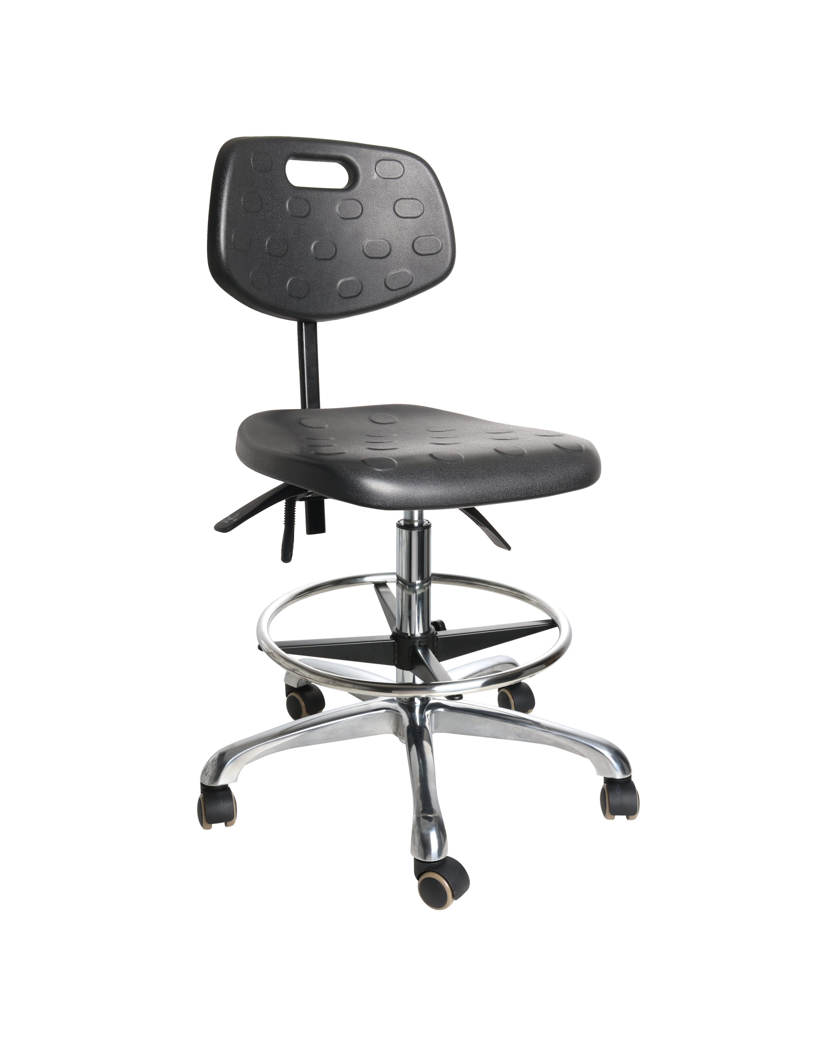 Industrial Polyurethane ESD Seating with Chrome Foot Ring Laboratory Seating