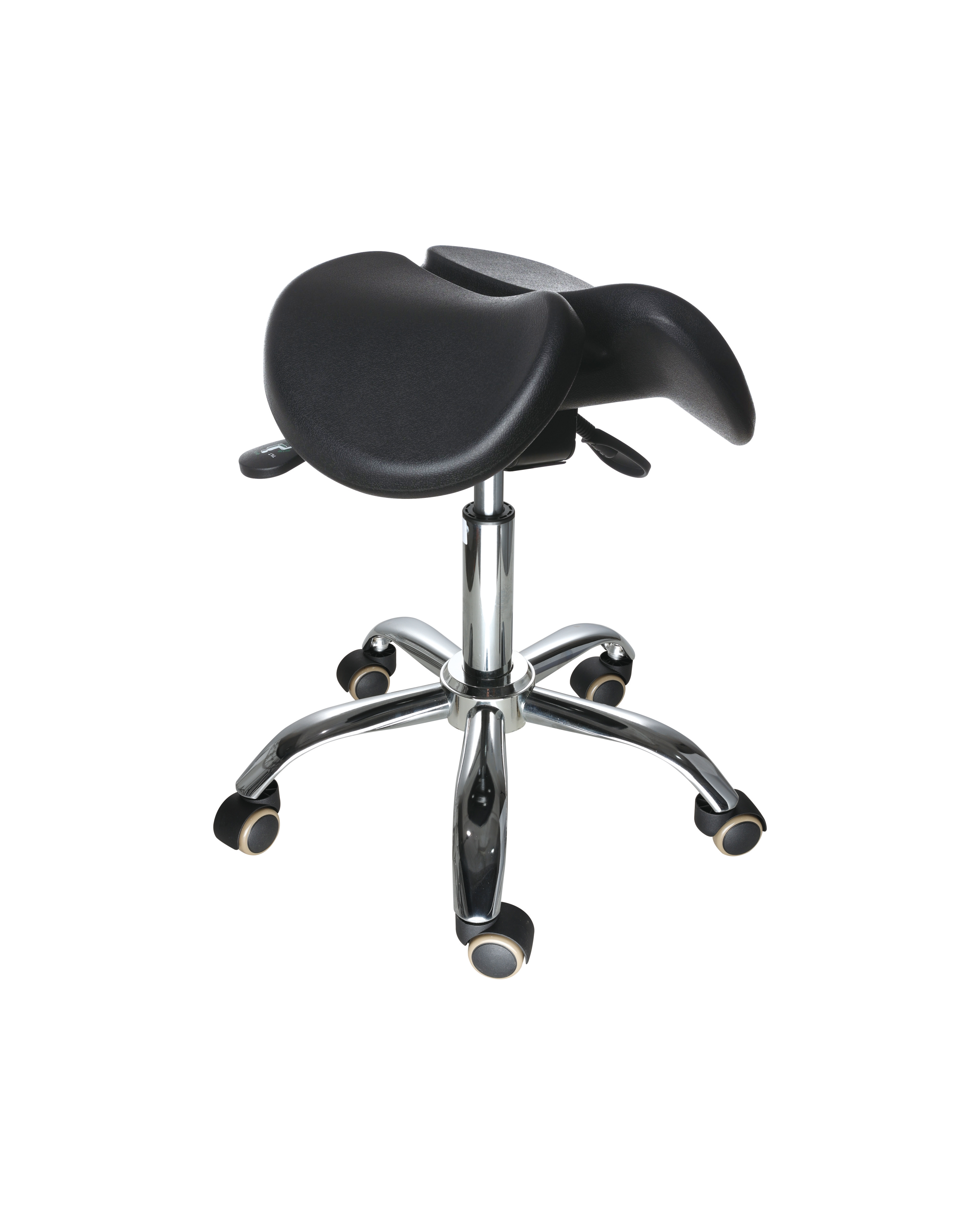 PU Industrial Swivel Chair with Rolling Wheels and Chrome Foot Ring Laboratory Chair