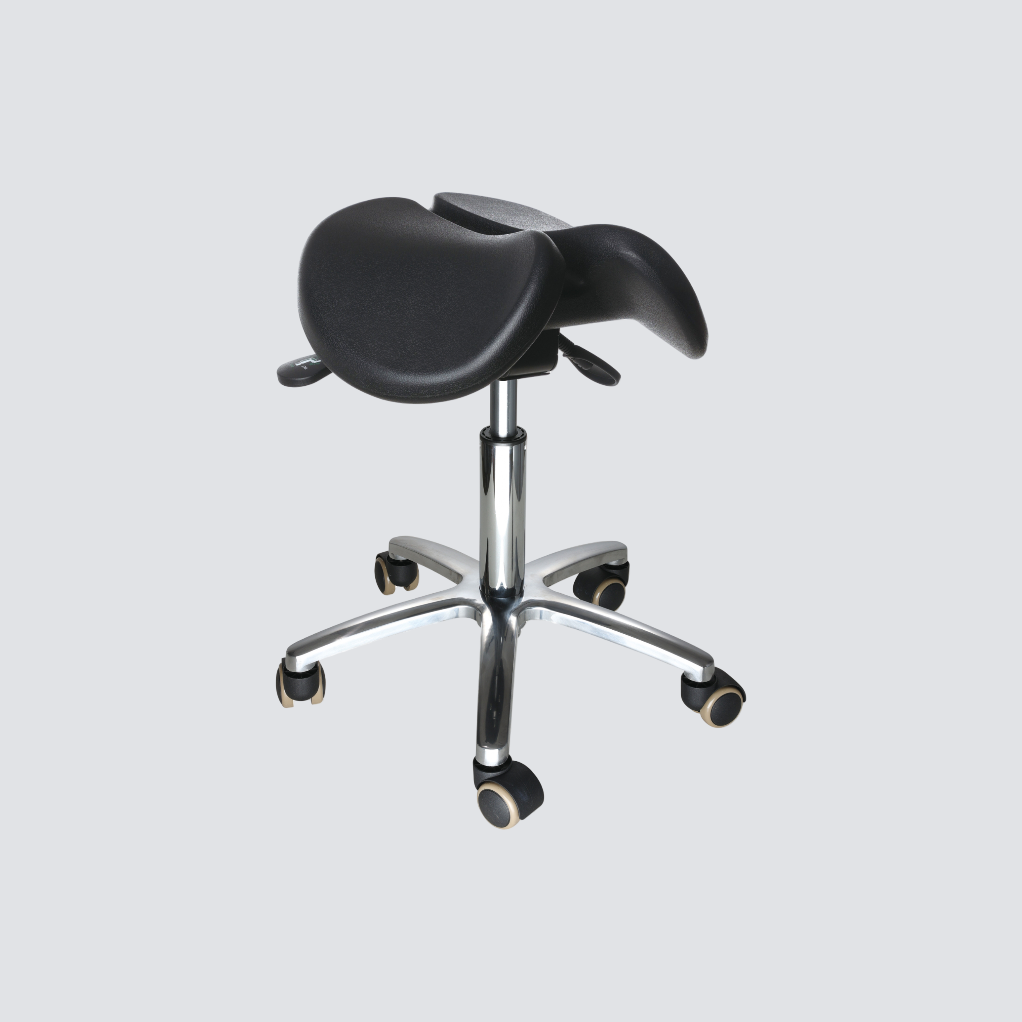 Industrial Polyurethane Adjustable with Chrome Foot Ring and Casters Laboratory Stool