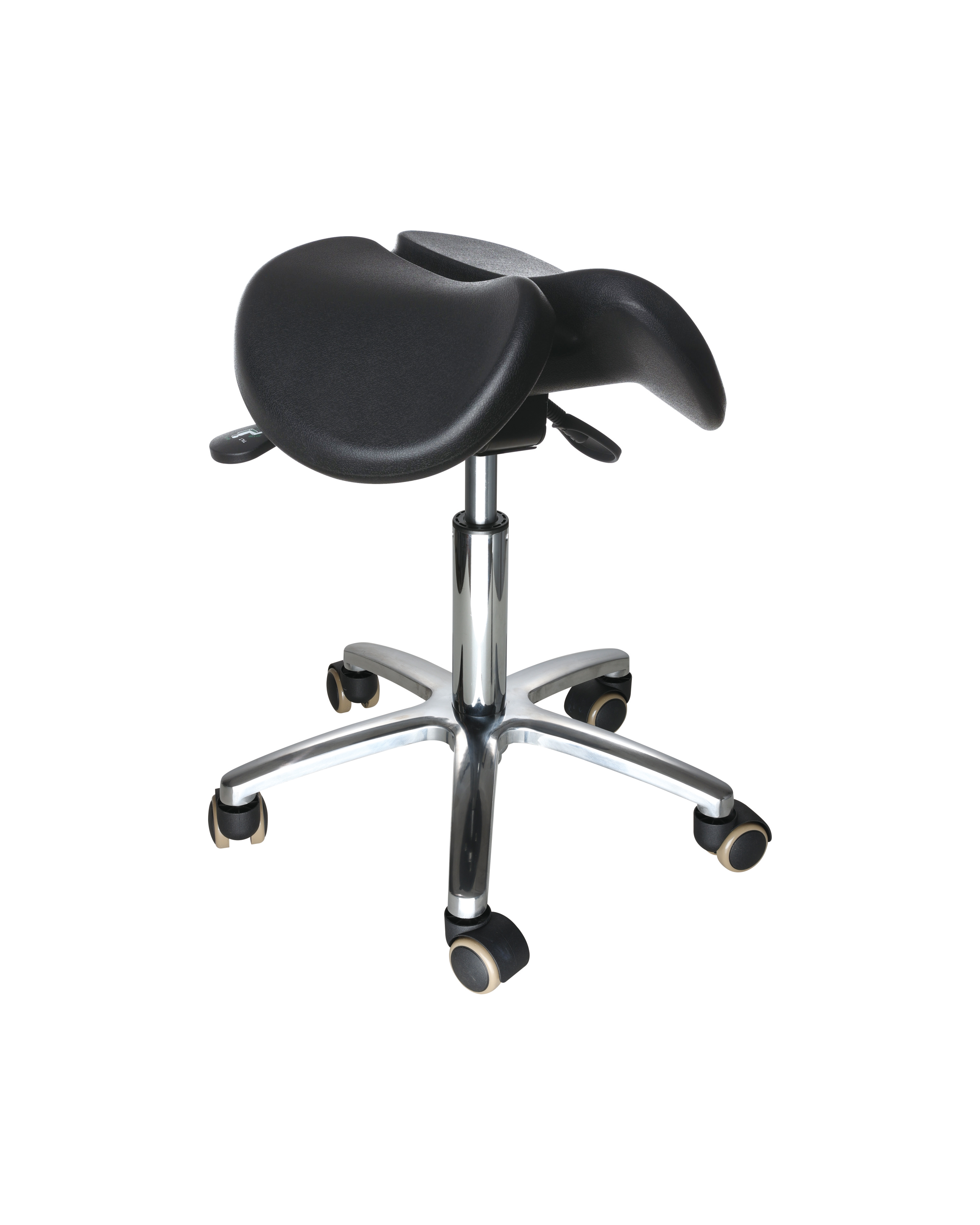 Industrial PU Rolling Swivel Stool with Chrome Foot Ring Adjustable Laboratory Chair