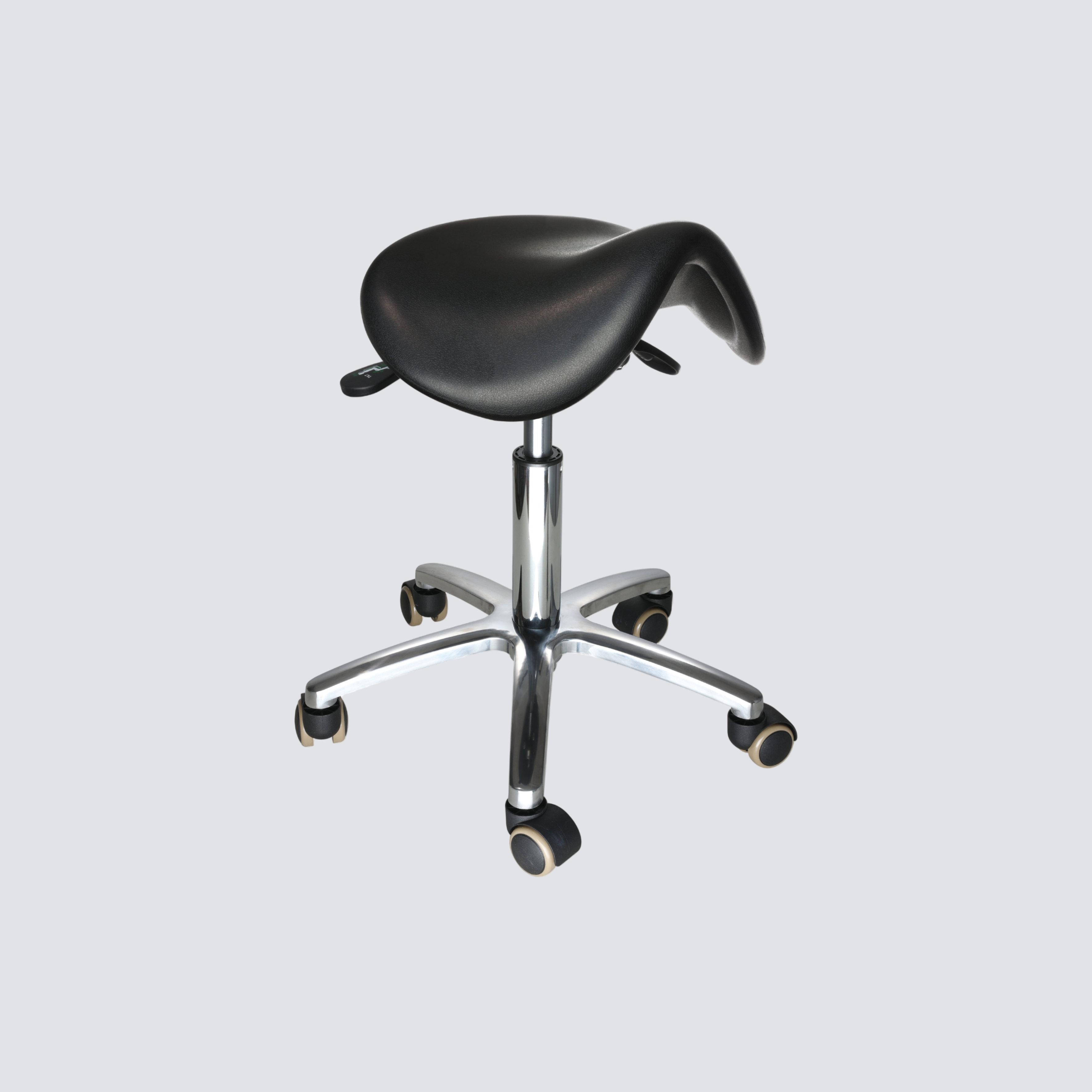 Industrial Polyurethane Adjustable with Chrome Foot Ring and Casters Lab Seating