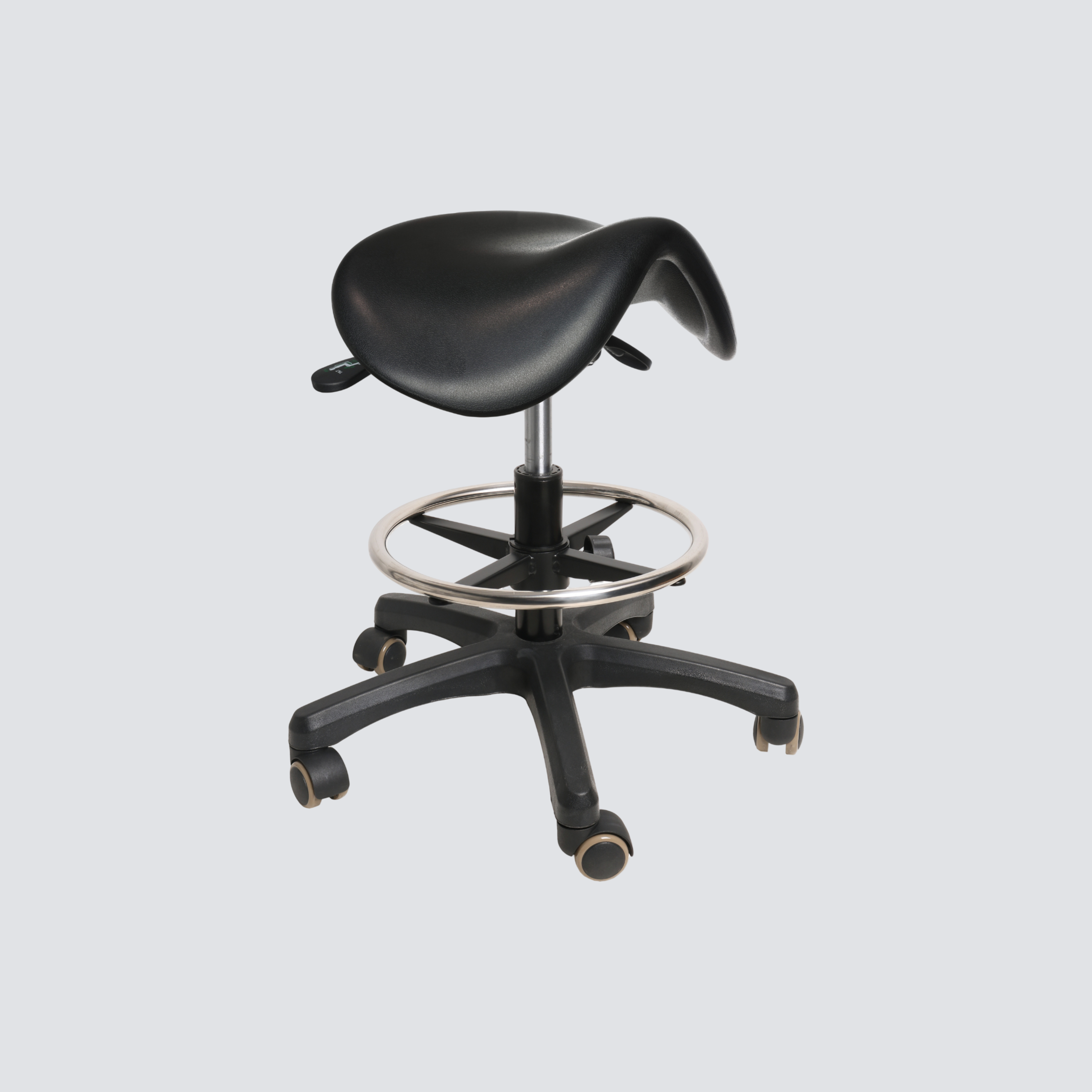 Industrial Polyurethane Chrome Foot Ring Adjustable and Casters with Laboratory Stool