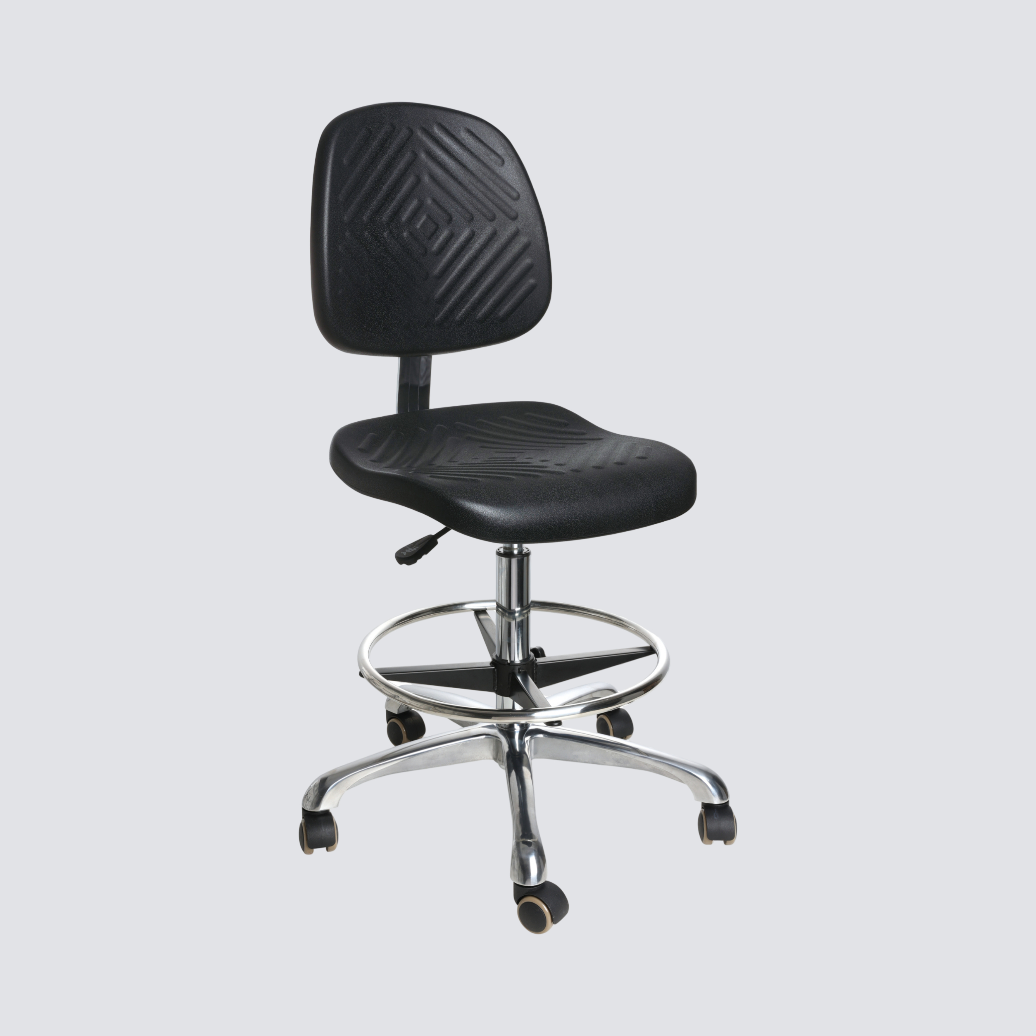 Industrial PU Smooth Rolling Chrome Foot Ring Lab Seating