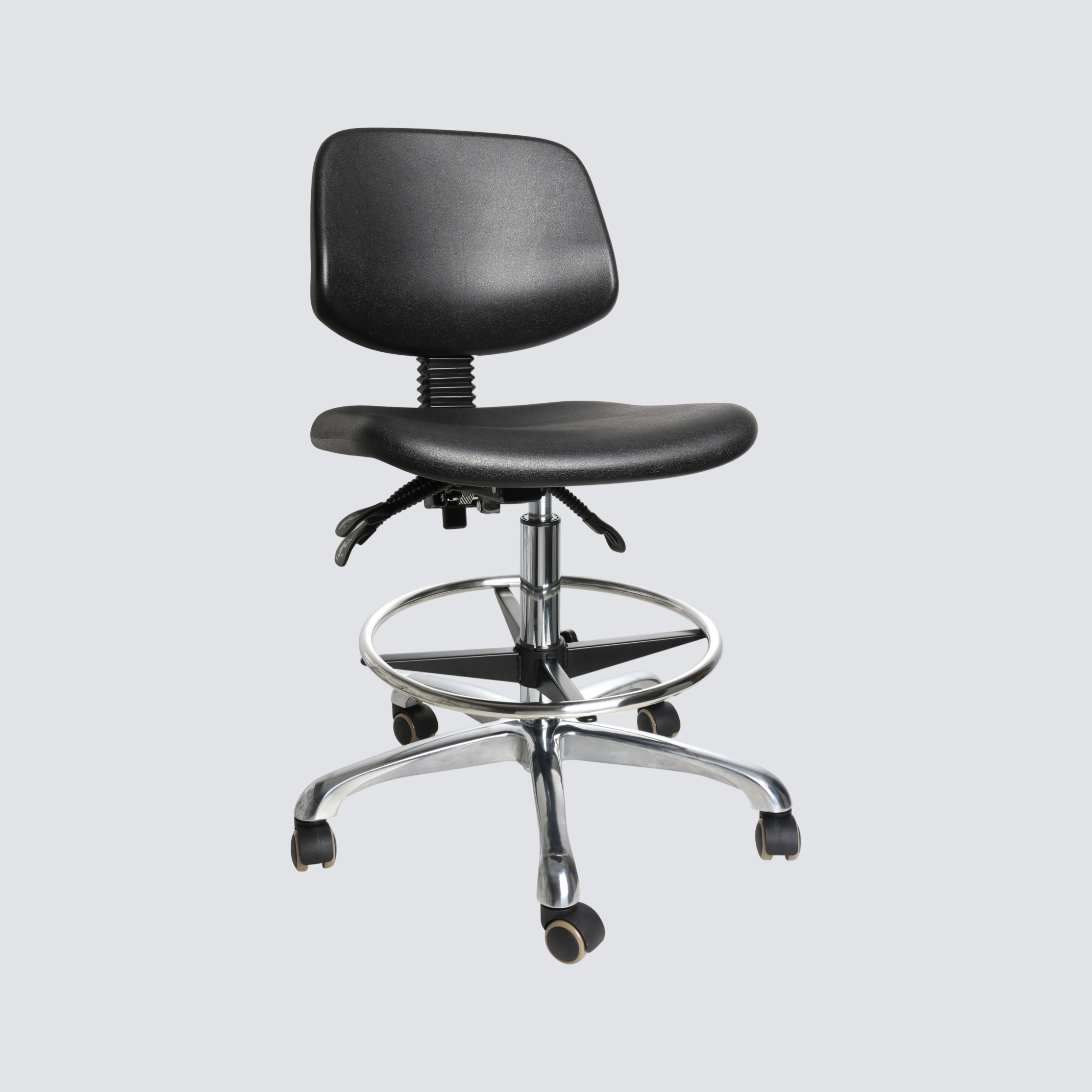 Industrial Polyurethane Chrome Foot Ring Casters Laboratory Chair Adjustable