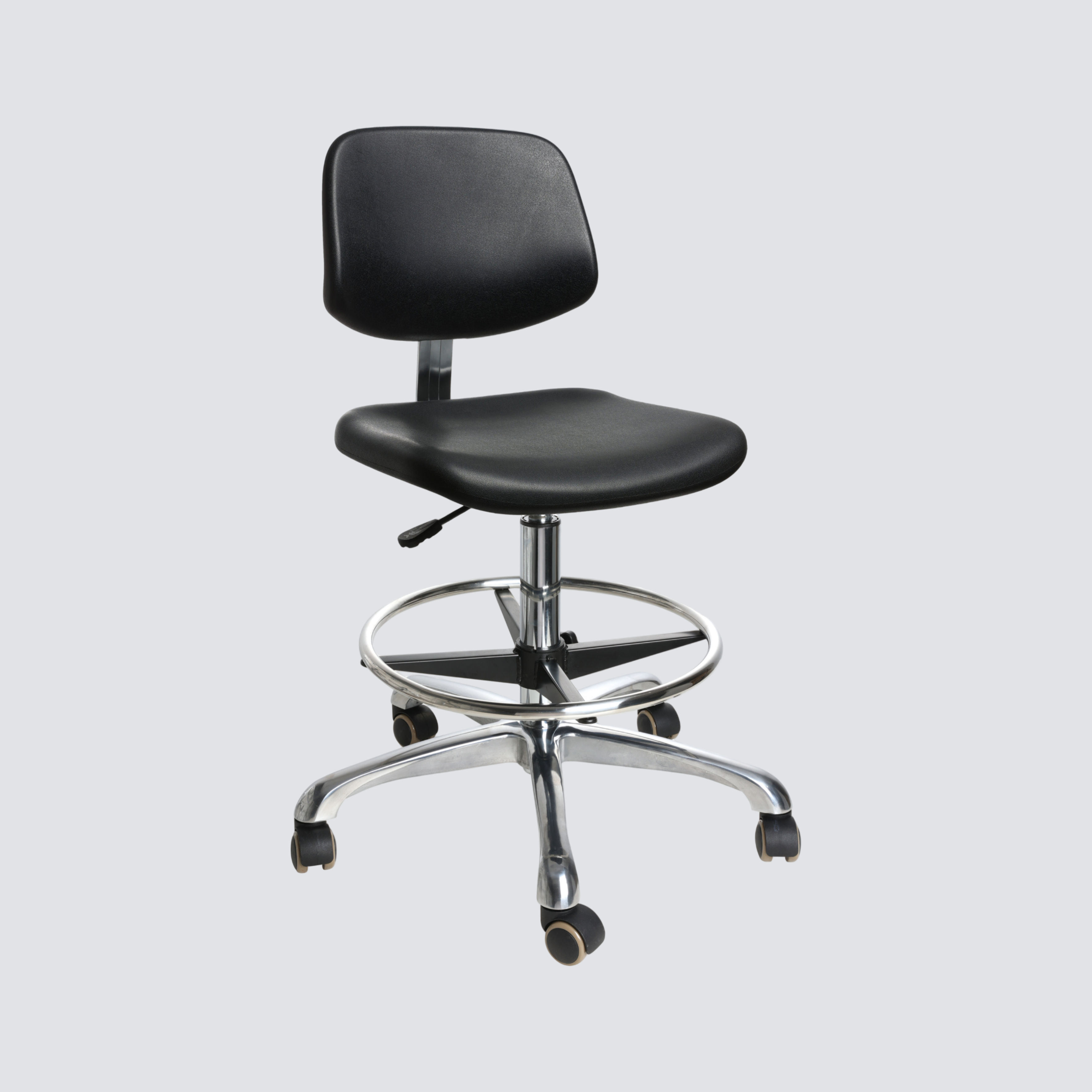 Industrial Polyurethane Adjustable Casters with Chrome Foot Ring Lab Seating