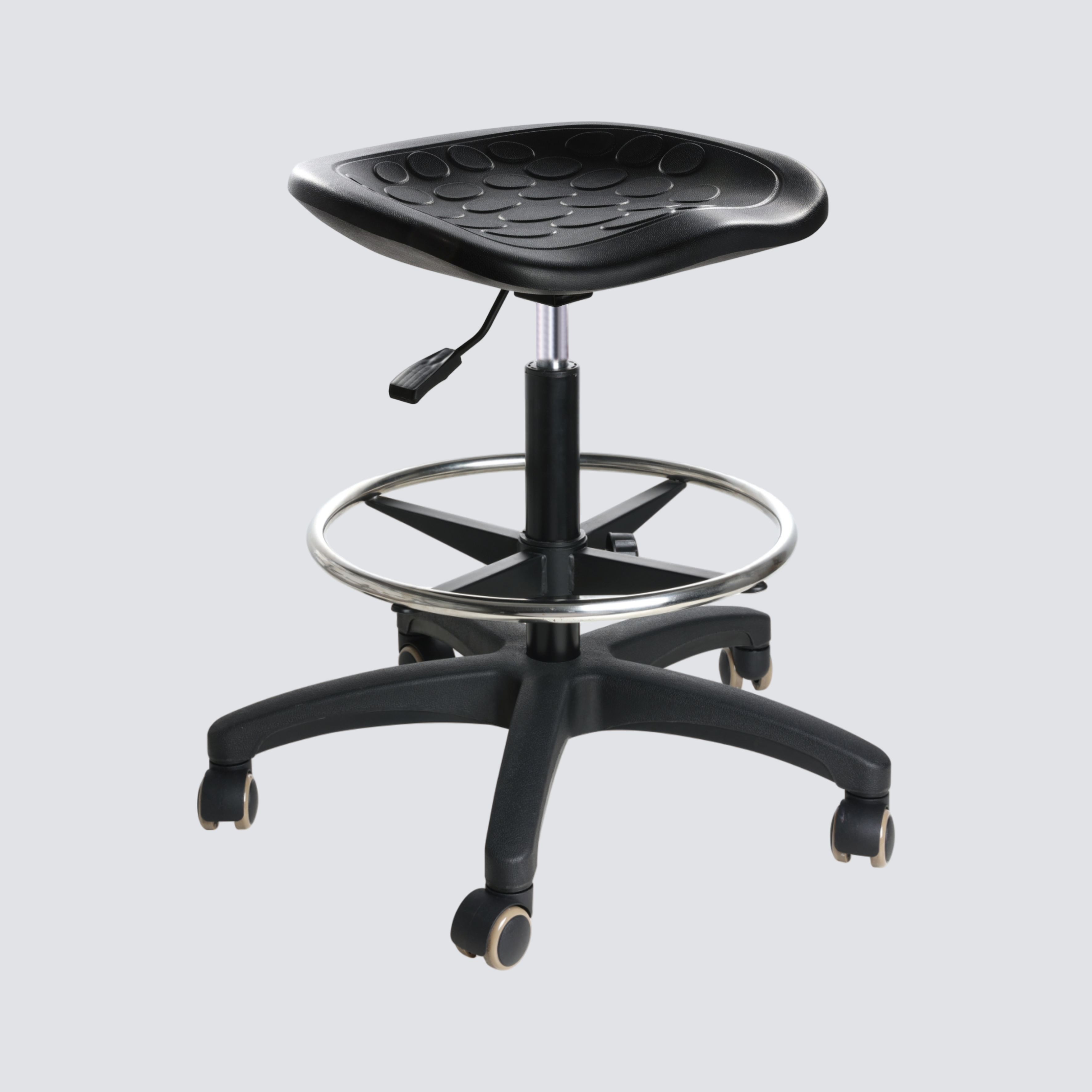 Industrial Polyurethane Chrome Foot Ring Casters with Adjustable Laboratory Stool