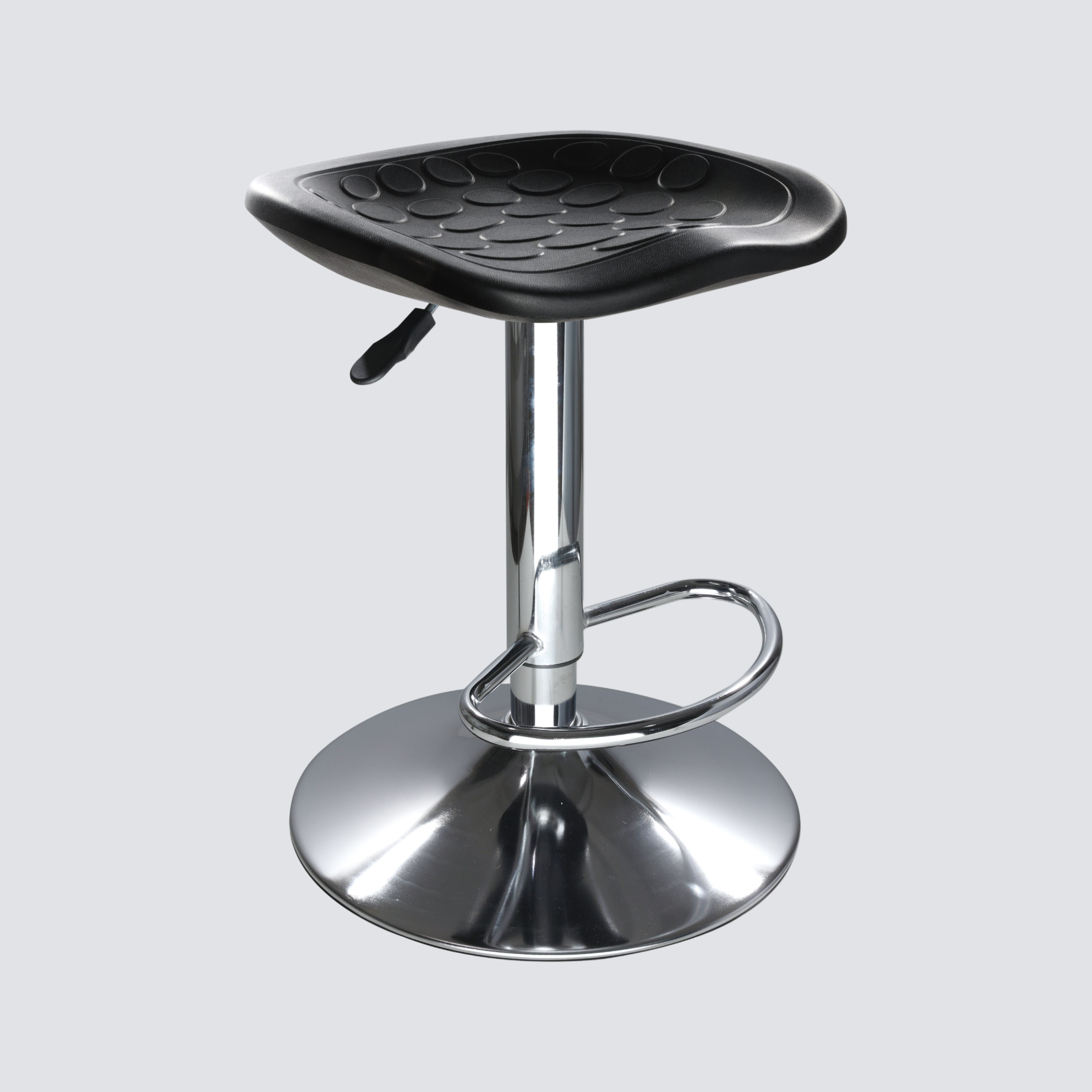 Industrial Polyurethane with Adjustable Chrome Foot Ring and Casters Laboratory Stool