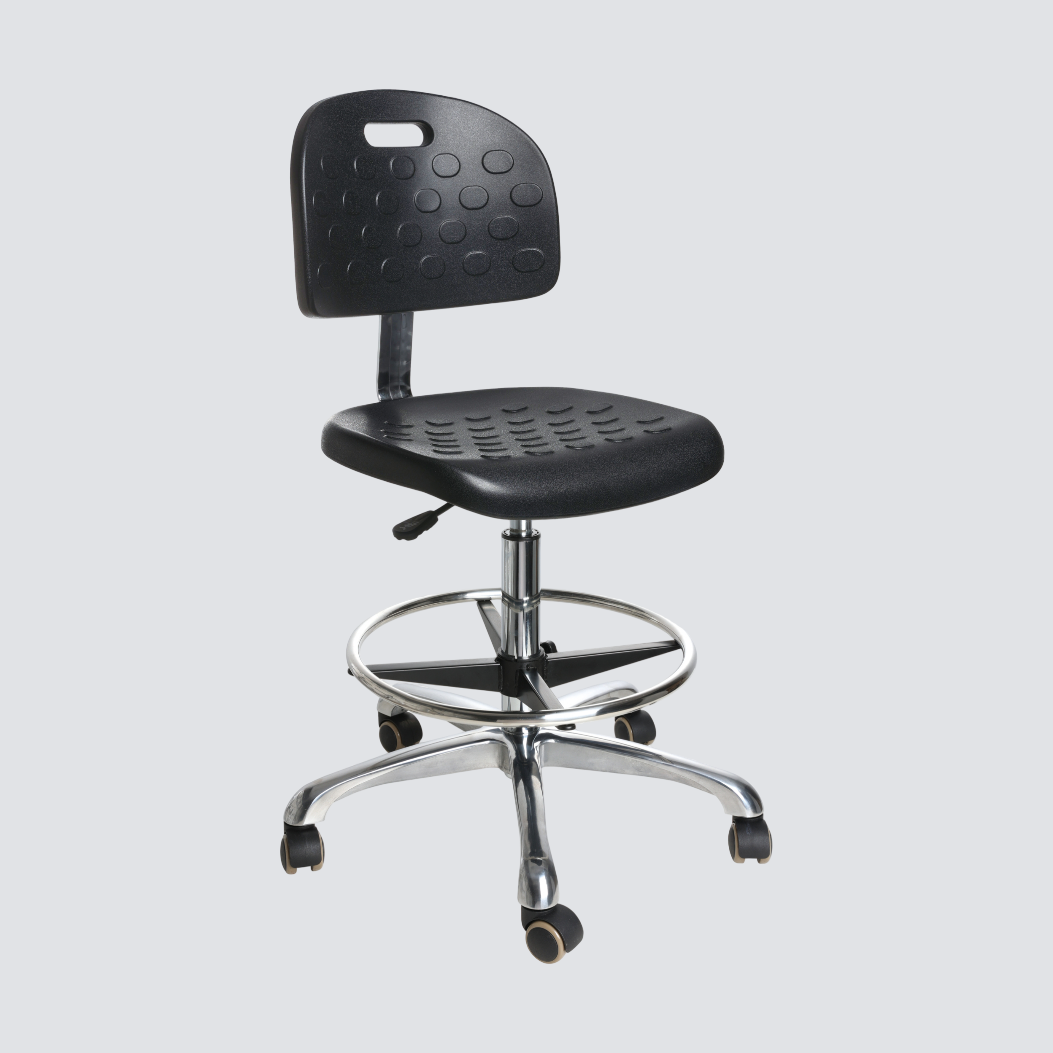 Industrial Polyurethane Chrome Foot Ring Adjustable Laboratory Chair Casters