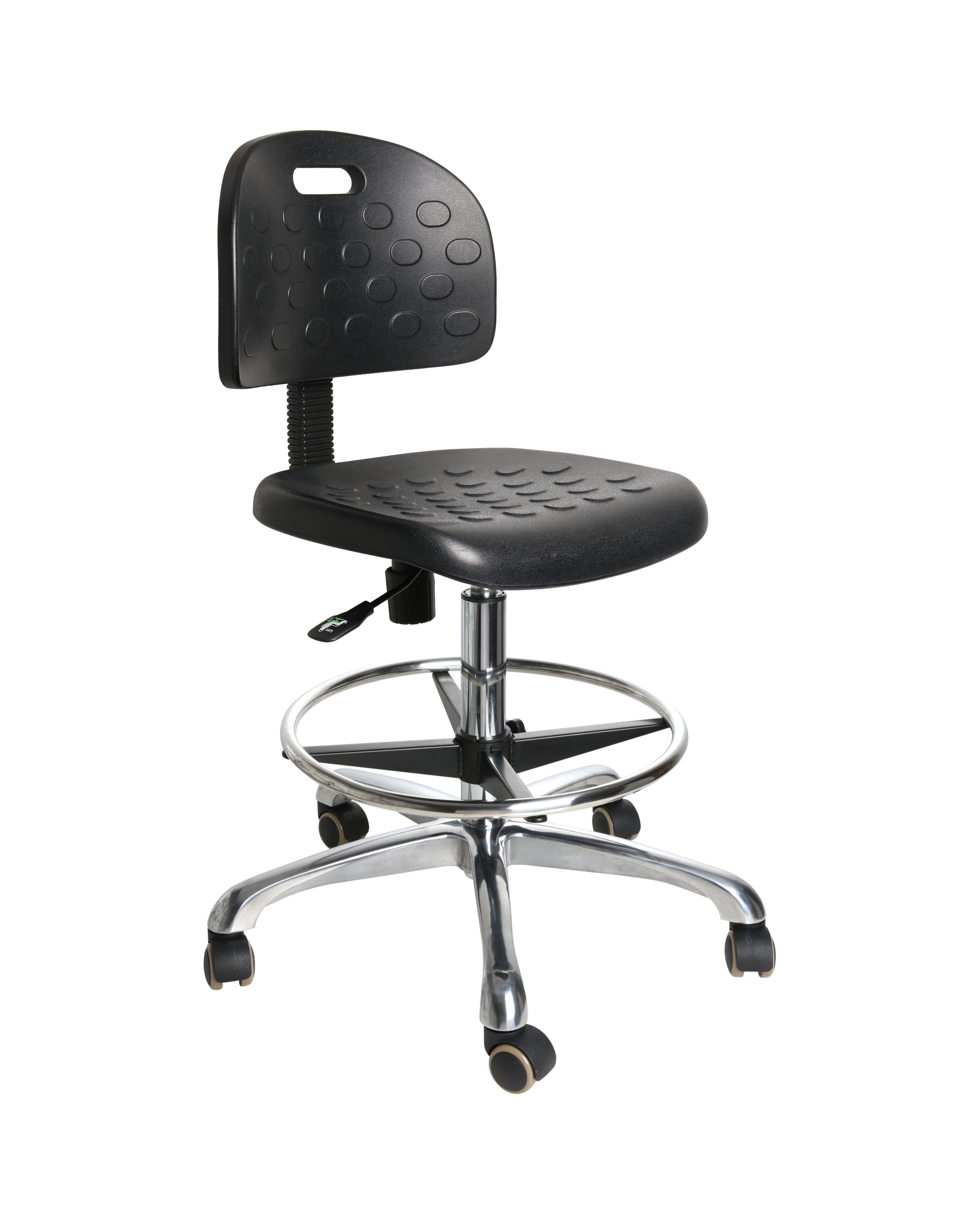 Industrial Polyurethane Modern Seating with Chrome Foot Ring and Casters Adjustable Laboratory Chair
