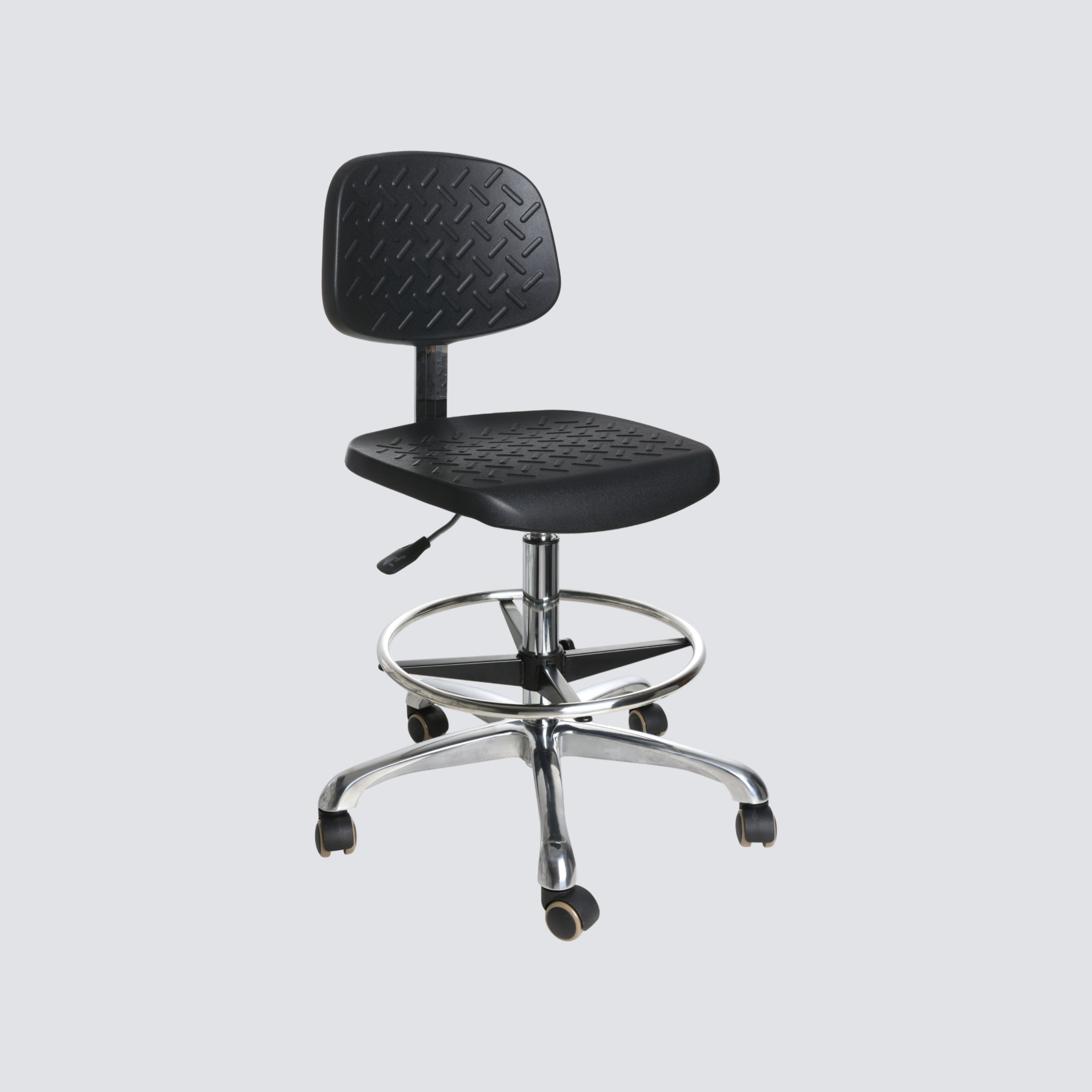 Industrial Polyurethane Casters Chrome Foot Ring Laboratory Stool Adjustable