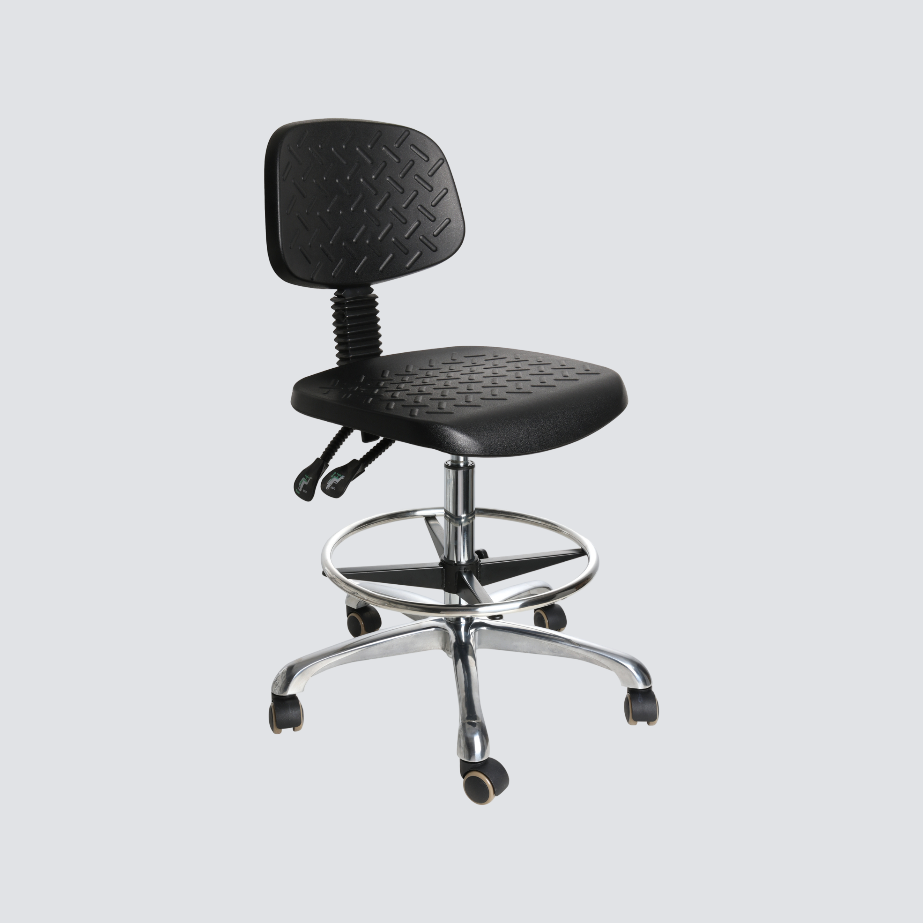 Industrial Polyurethane Chrome Foot Ring Casters with Adjustable Lab Seating