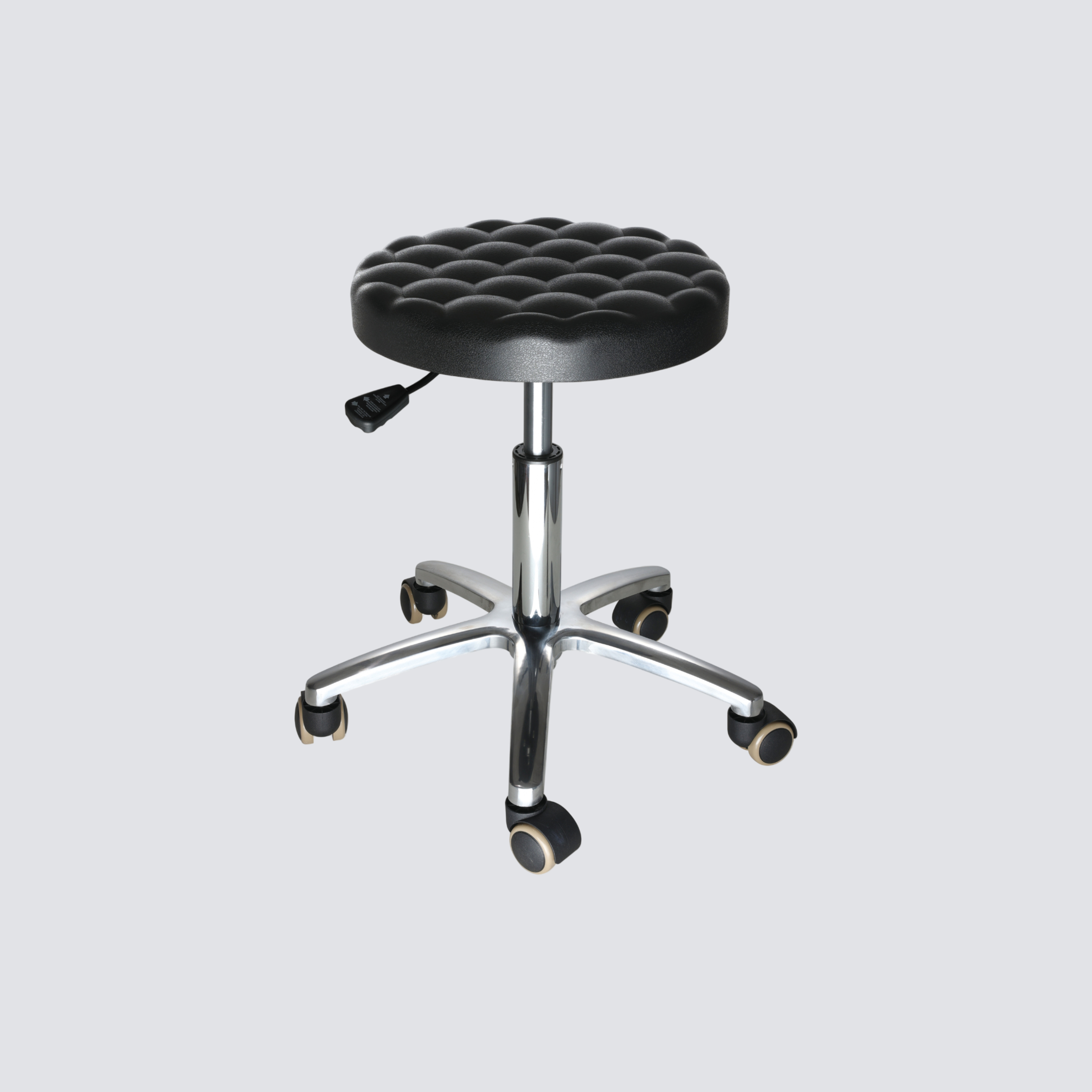 Adjustable PU Industrial Lab Seating with Chrome Foot Ring Casters