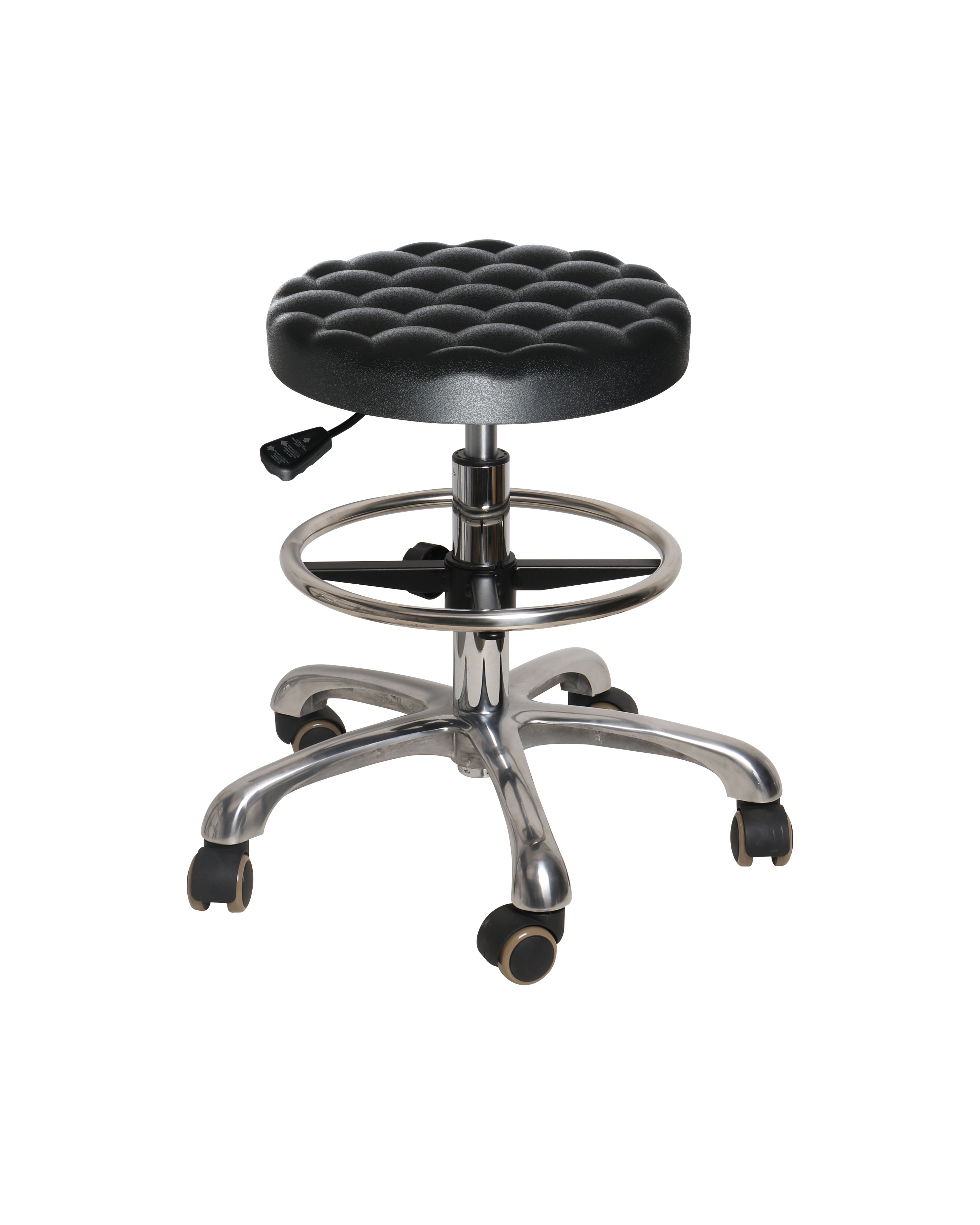 Industrial PU Work Seating with Chrome Foot Ring and Rolling Casters Adjustable Laboratory Chair