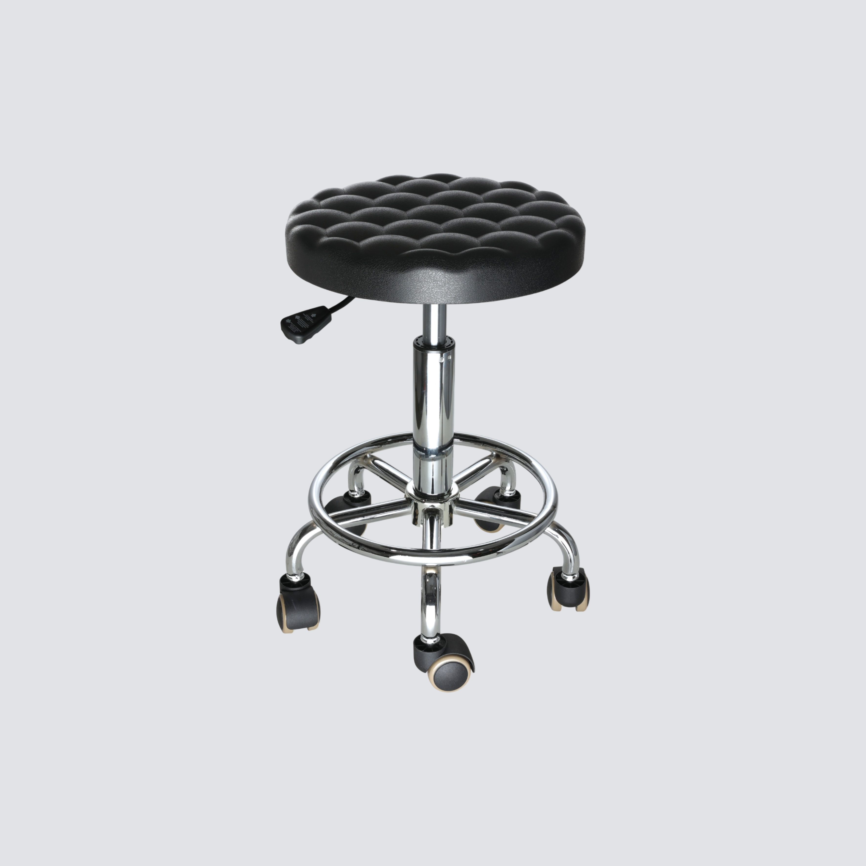 Ergonomic Industrial PU Chrome Foot Ring Adjustable Laboratory Stool