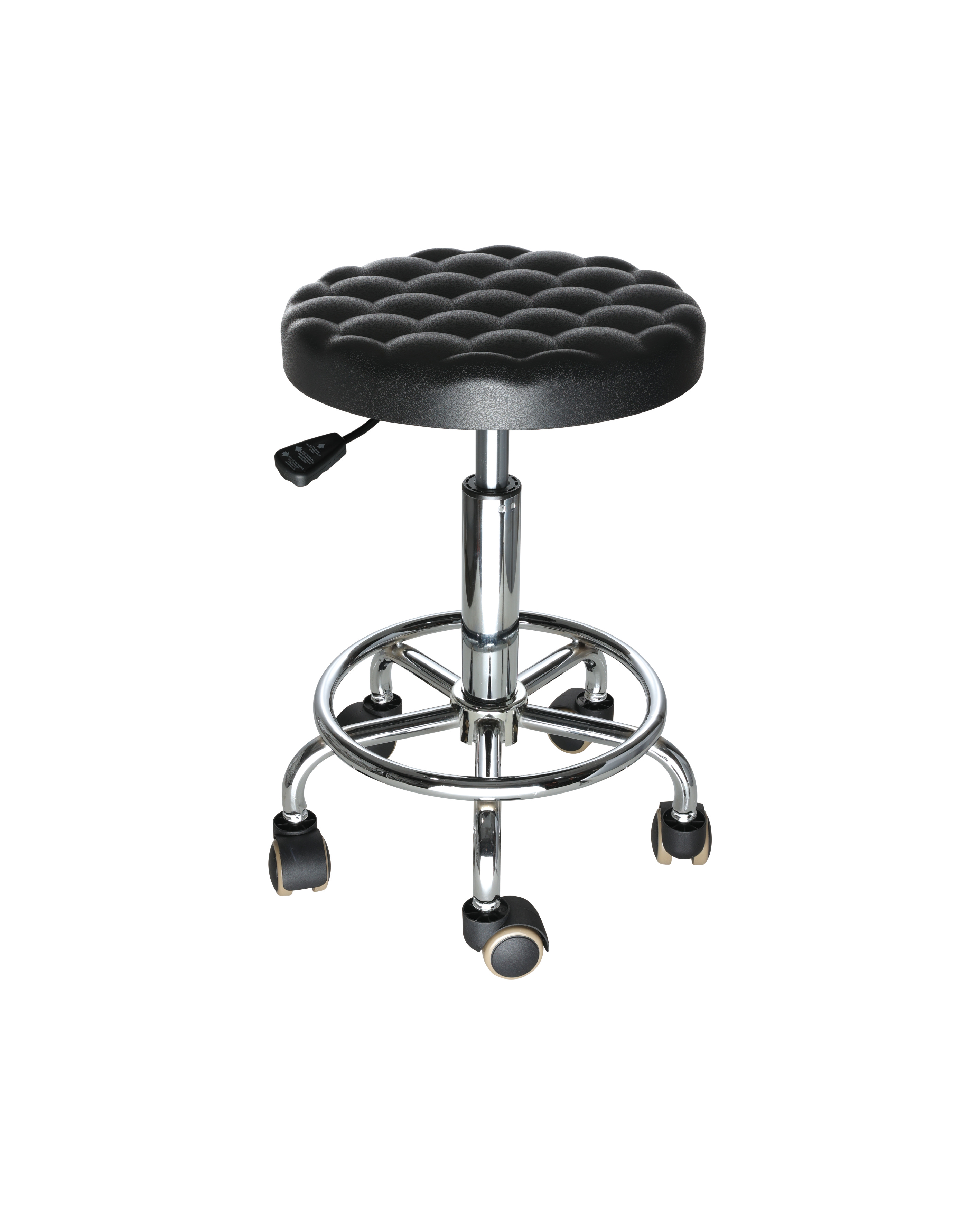 Industrial PU Work Seating with Chrome Foot Ring and Rolling Casters Adjustable Laboratory Chair