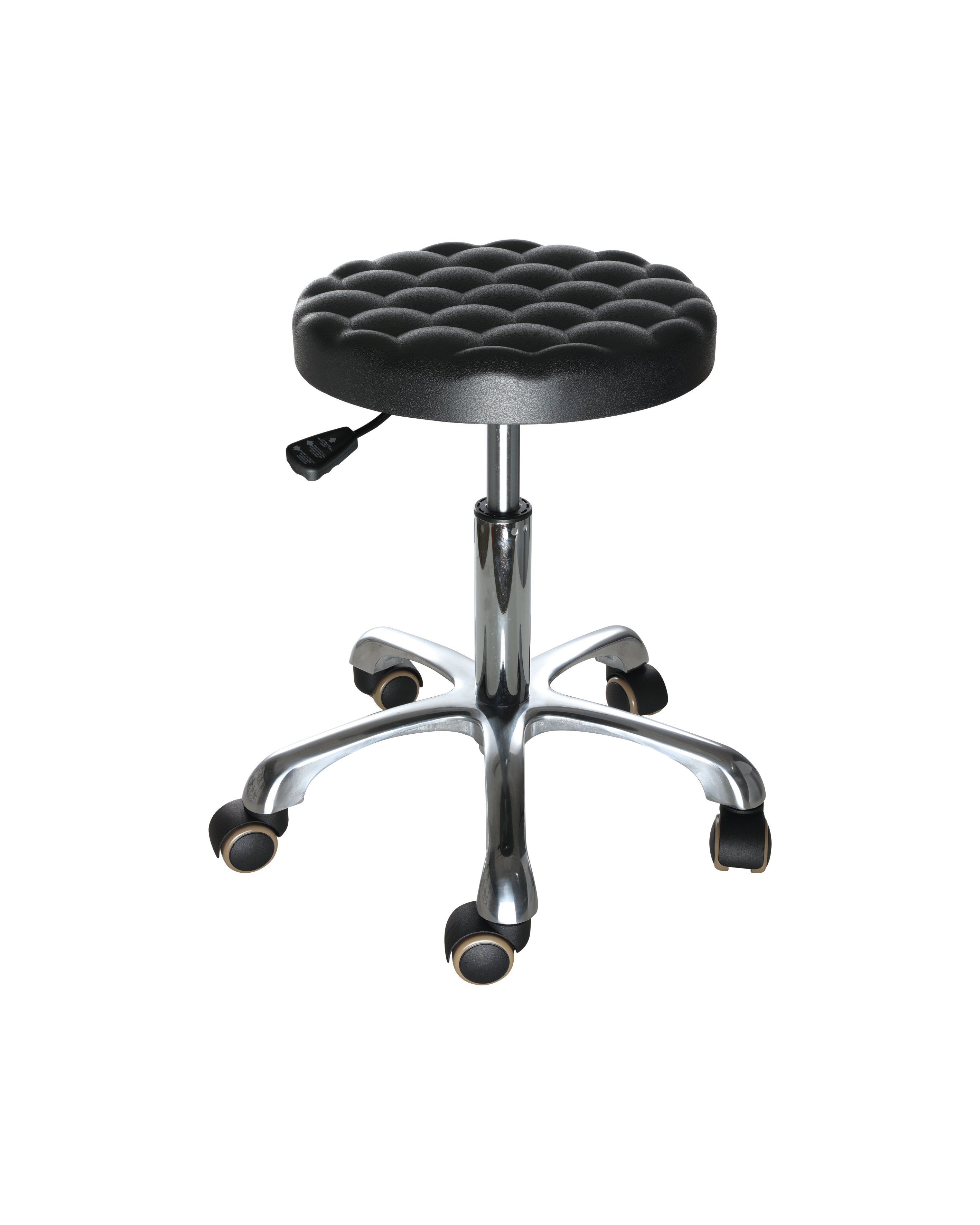 Industrial PU Work Seating with Chrome Foot Ring and Rolling Casters Adjustable Laboratory Chair