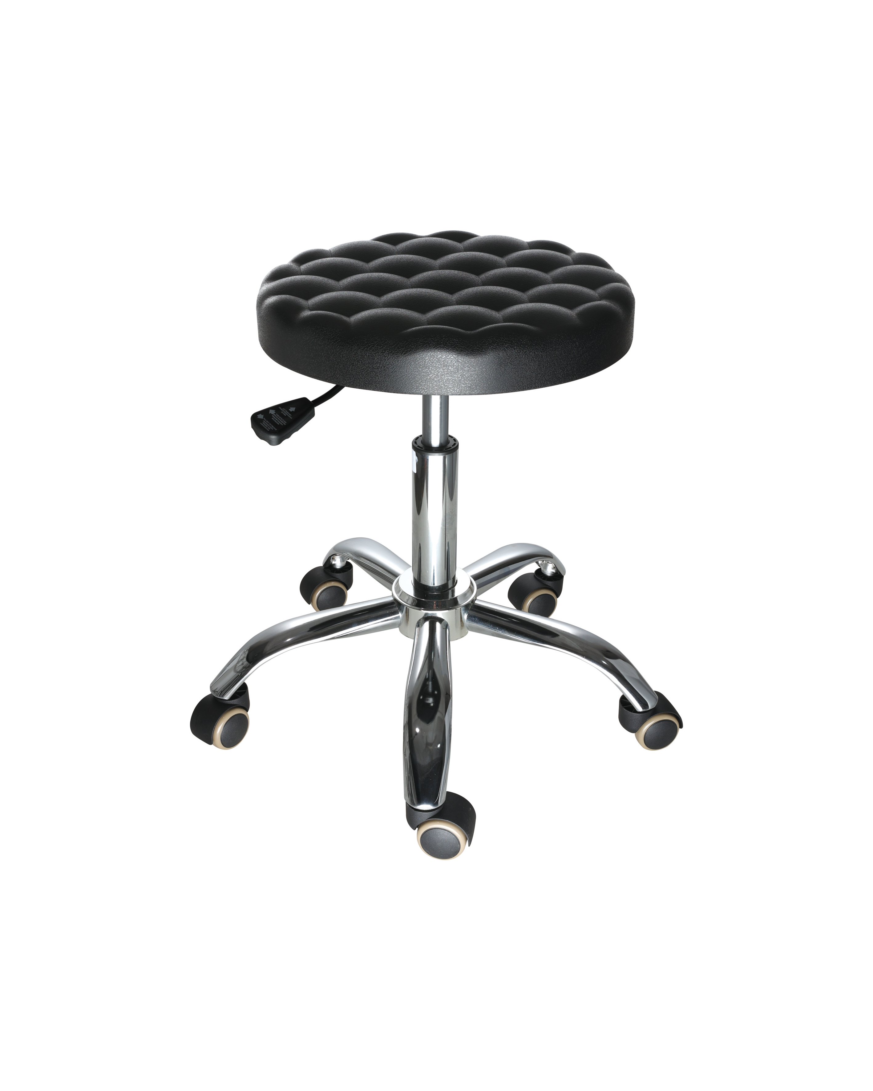 Industrial PU Work Seating with Chrome Foot Ring and Rolling Casters Adjustable Laboratory Chair