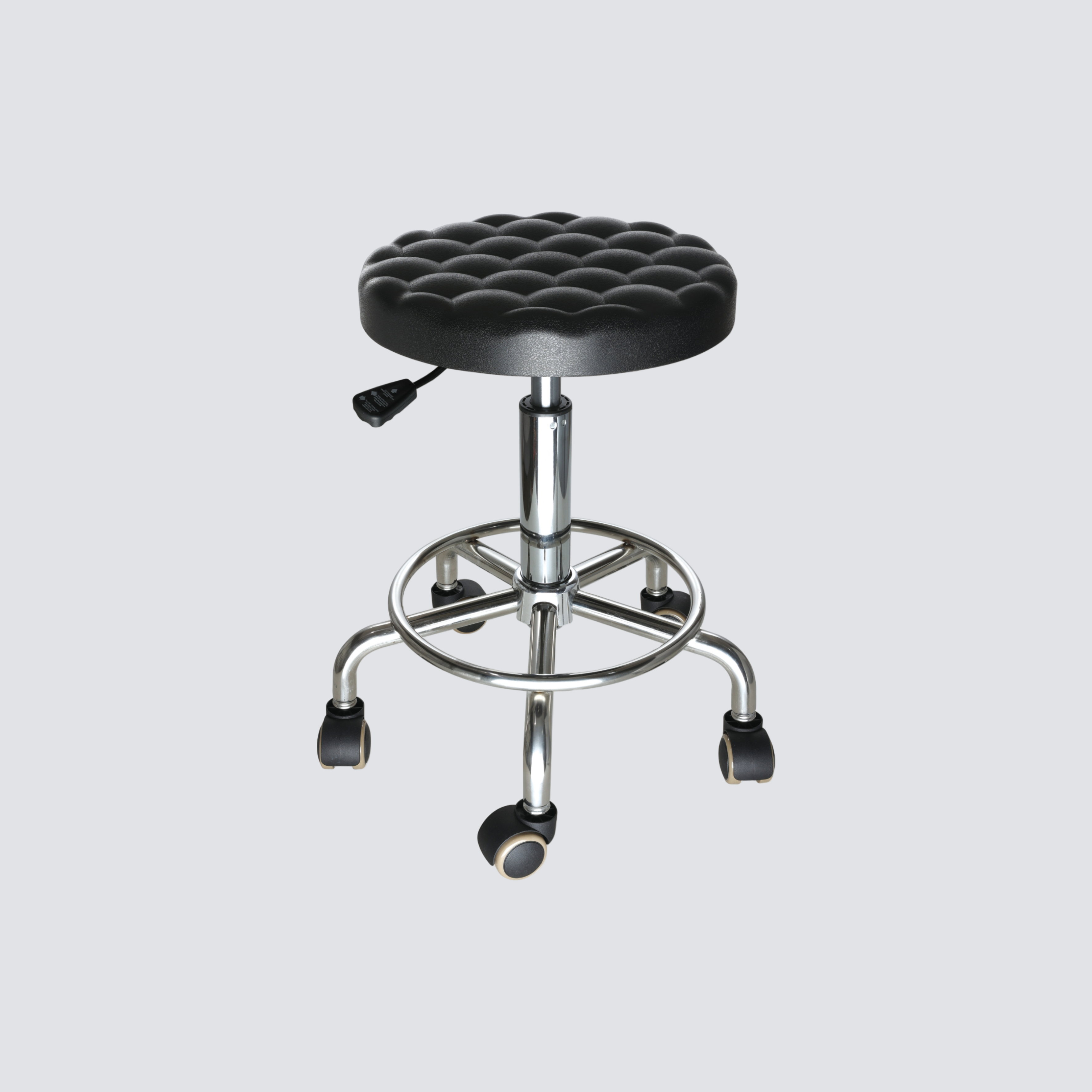 Industrial Polyurethane with Adjustable Chrome Foot Ring Casters Laboratory Chair