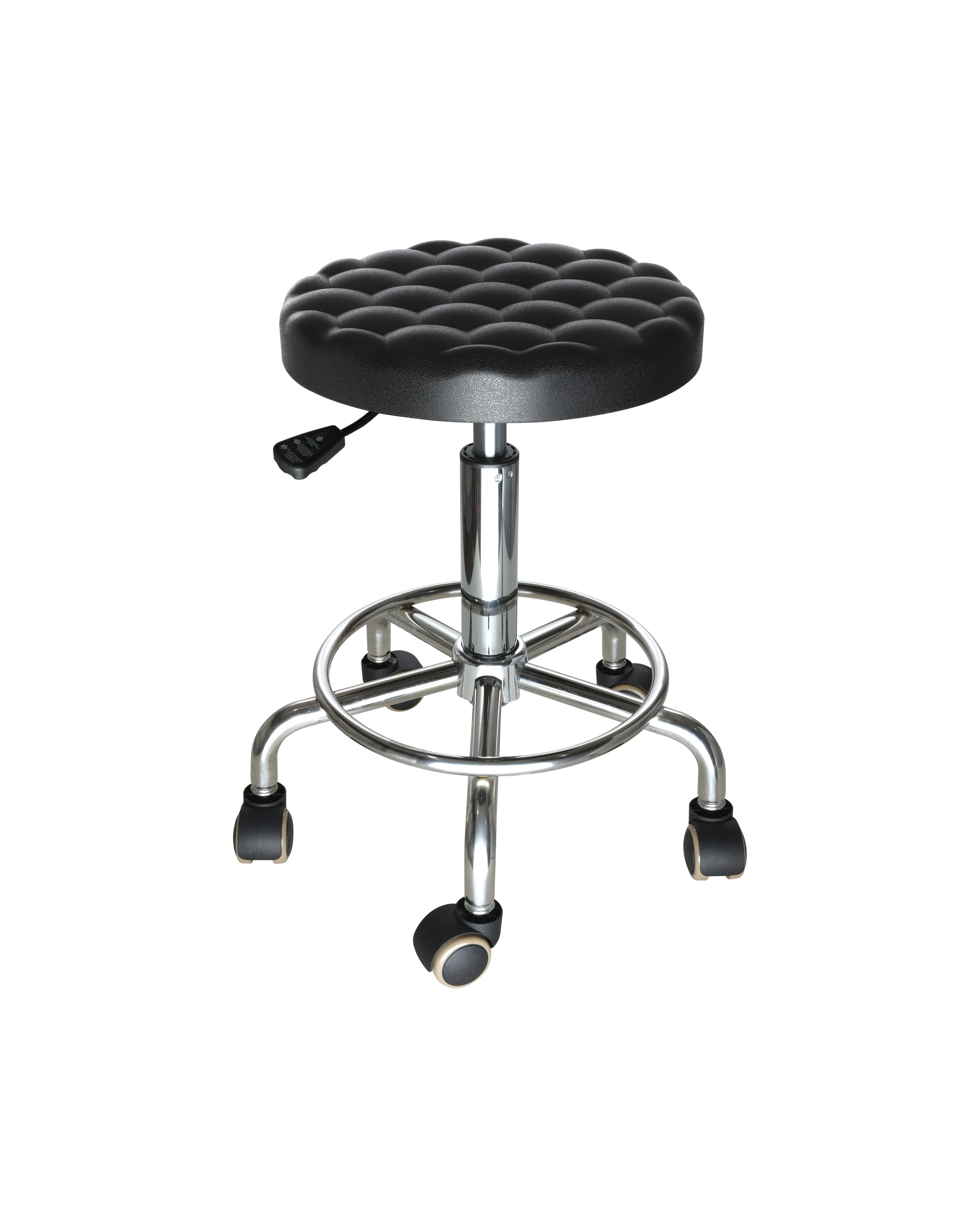 Industrial PU Work Seating with Chrome Foot Ring and Rolling Casters Adjustable Laboratory Chair