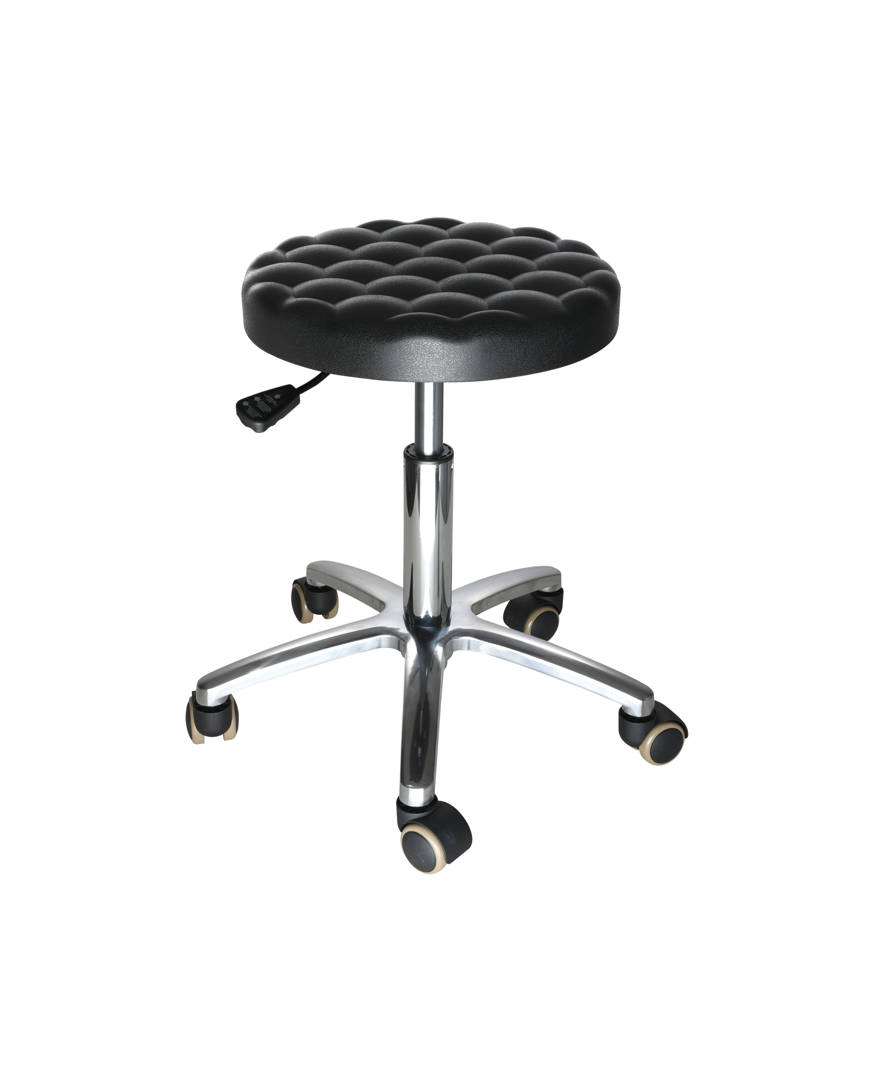 Industrial PU Work Seating with Chrome Foot Ring and Rolling Casters Adjustable Laboratory Chair