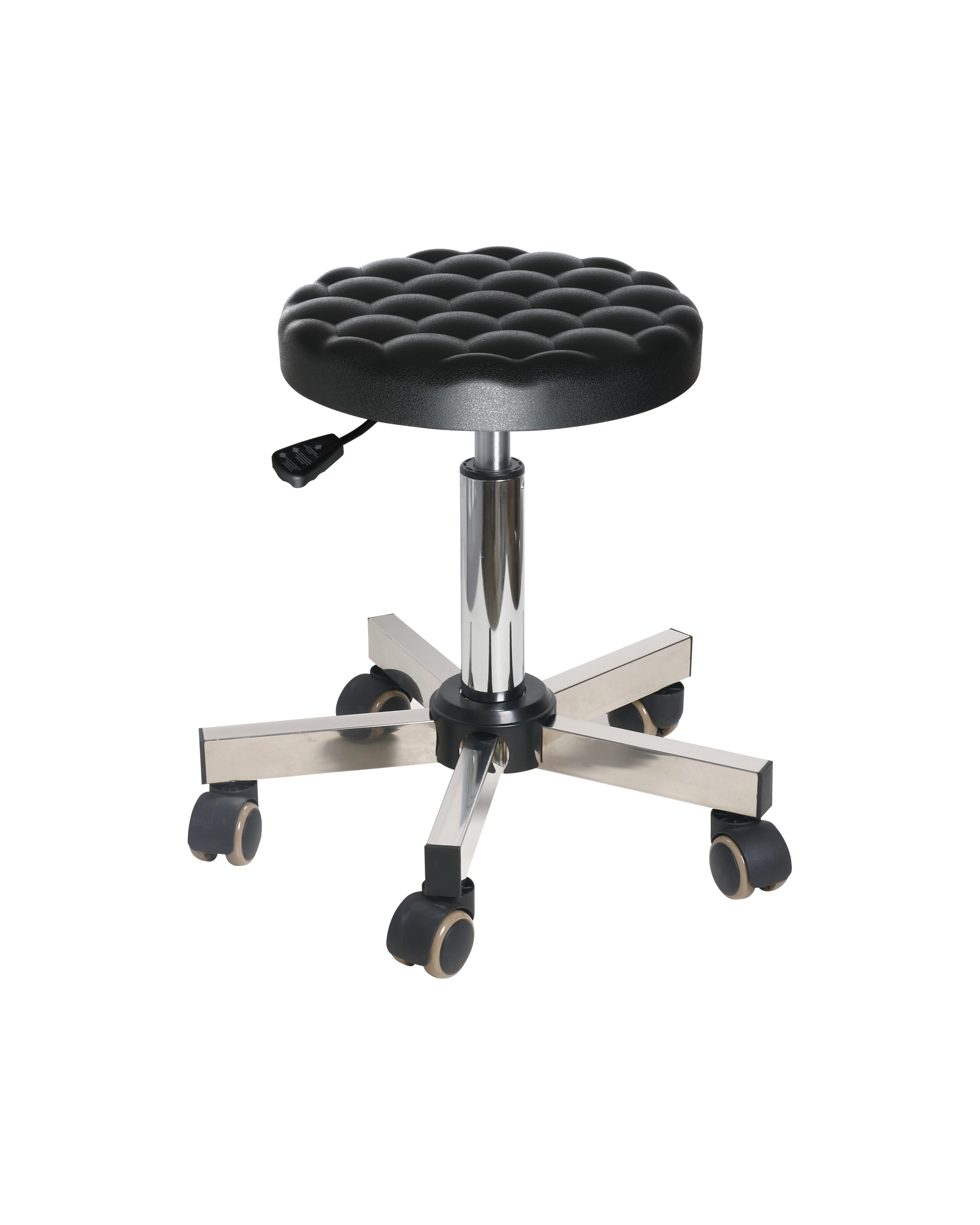 Industrial Polyurethane Lab Chair with Adjustable Height and Chrome Foot Ring