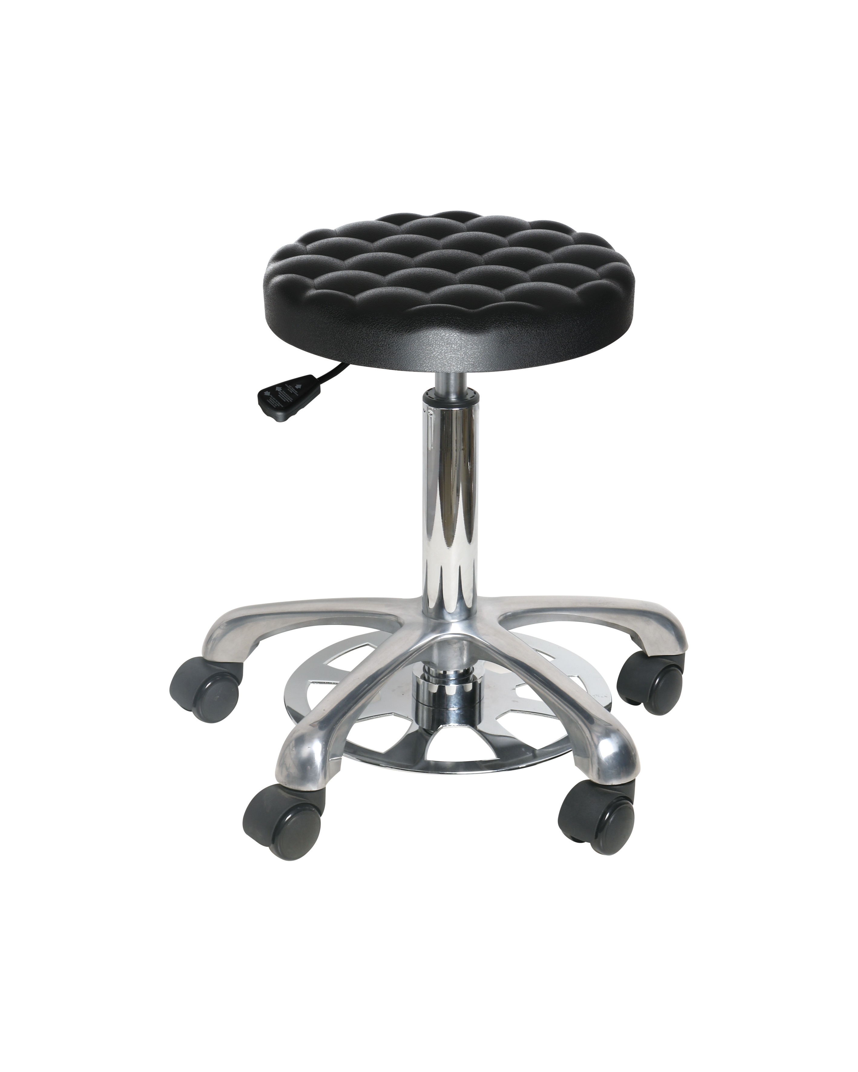Industrial Polyurethane Lab Chair with Adjustable Height and Chrome Foot Ring