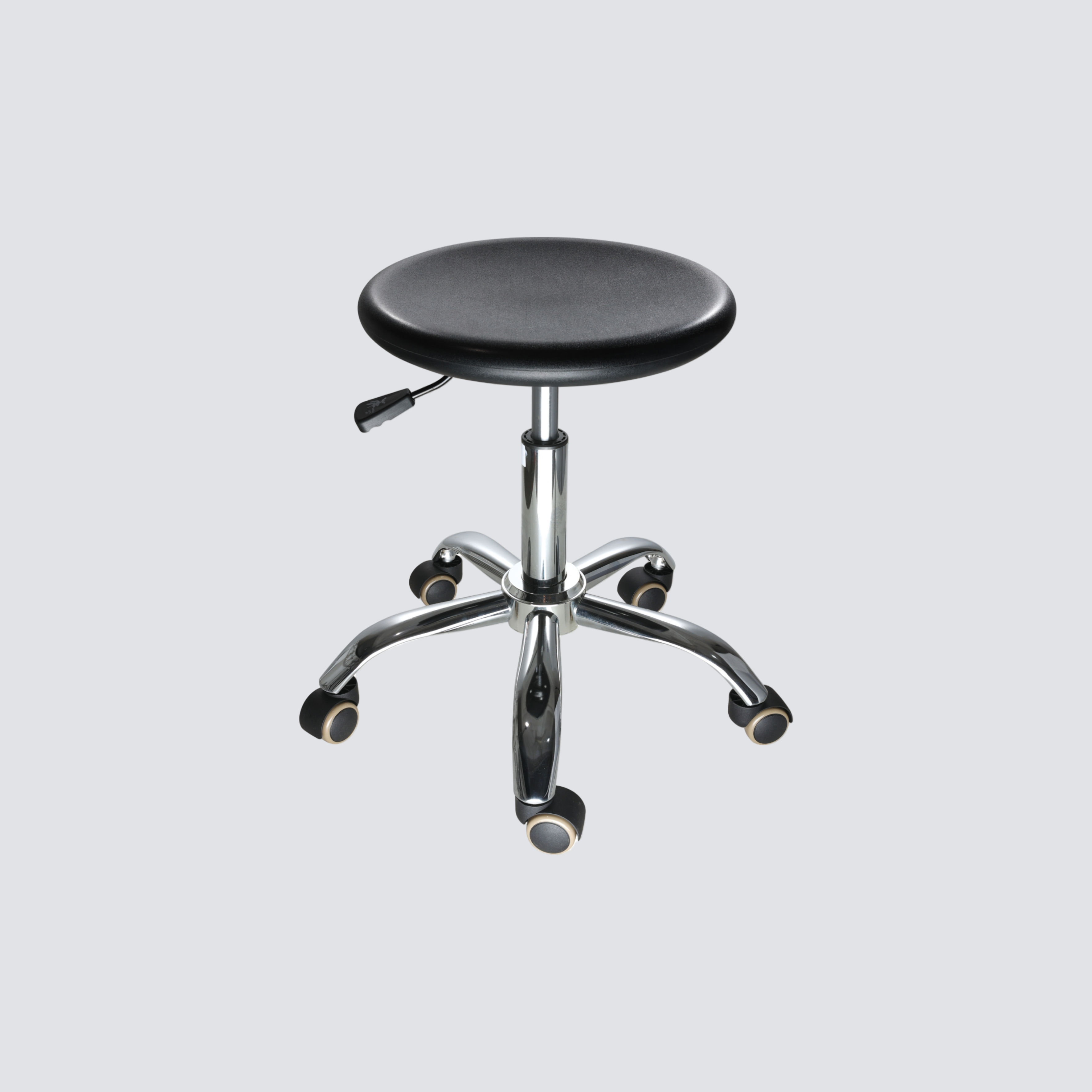 Industrial Polyurethane Laboratory Stool with Chrome Foot Ring Casters Adjustable