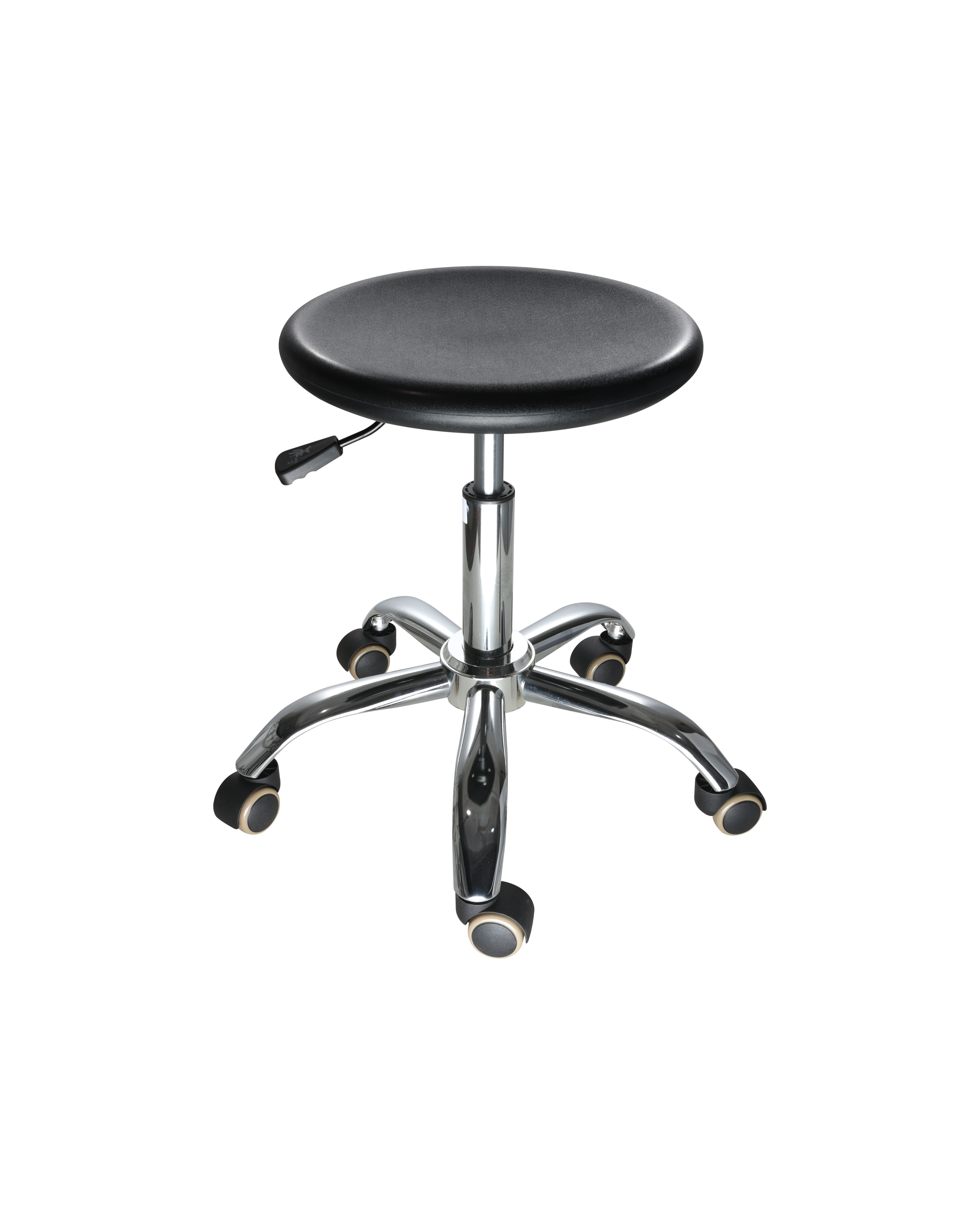 Industrial PU Operator Seating with Chrome Foot Ring and Casters Adjustable Lab Seating