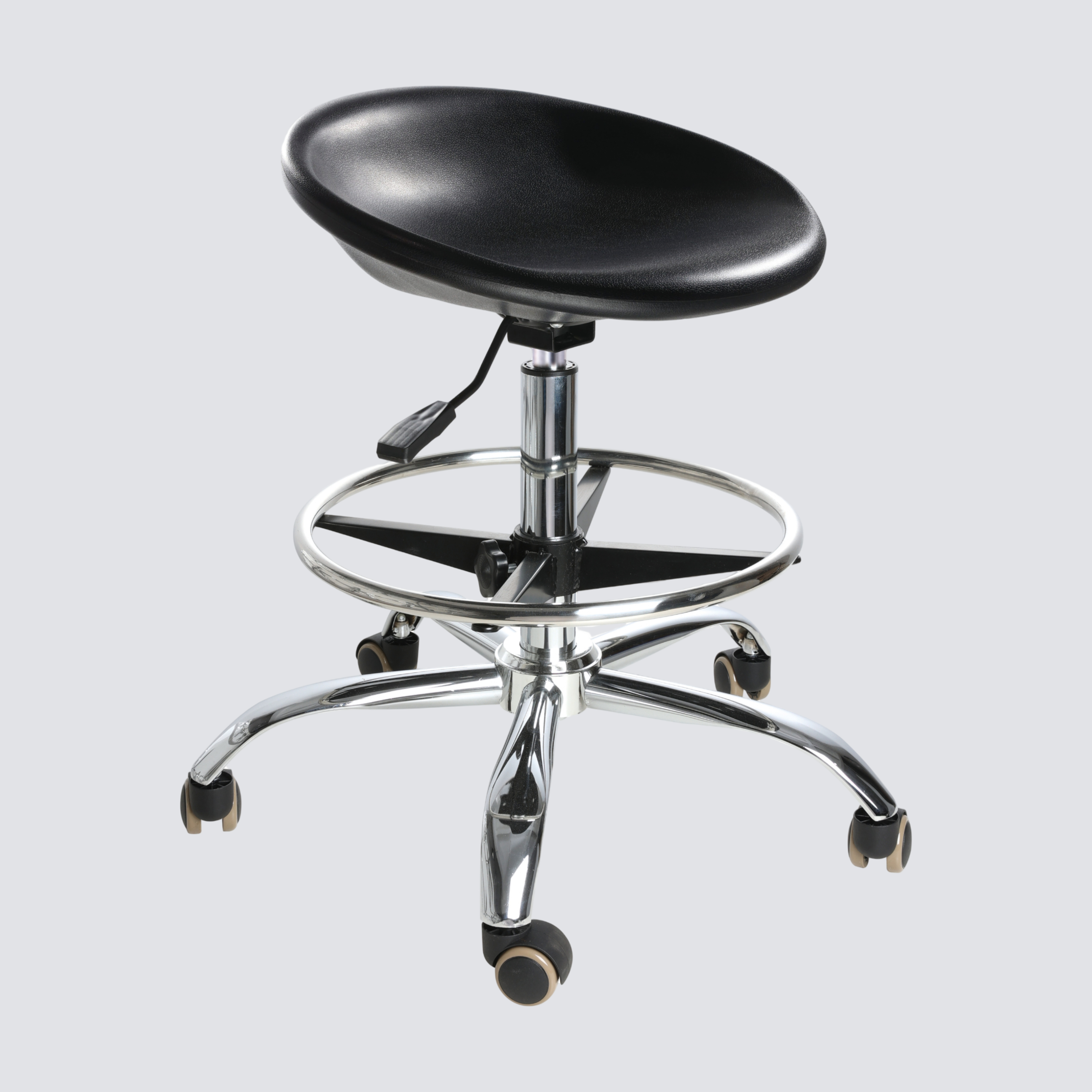 Industrial PU Ergonomic Swivel Casters Adjustable Lab Seating