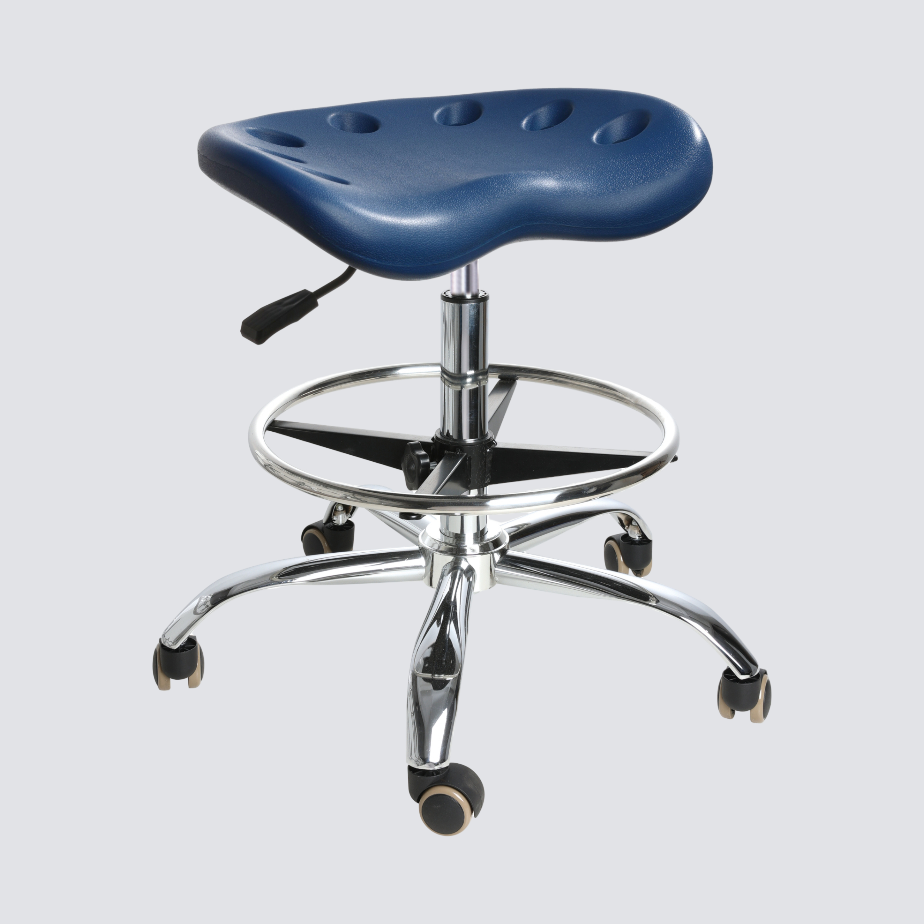 Heavy Duty Industrial Polyurethane Chrome Foot Ring Laboratory Stool