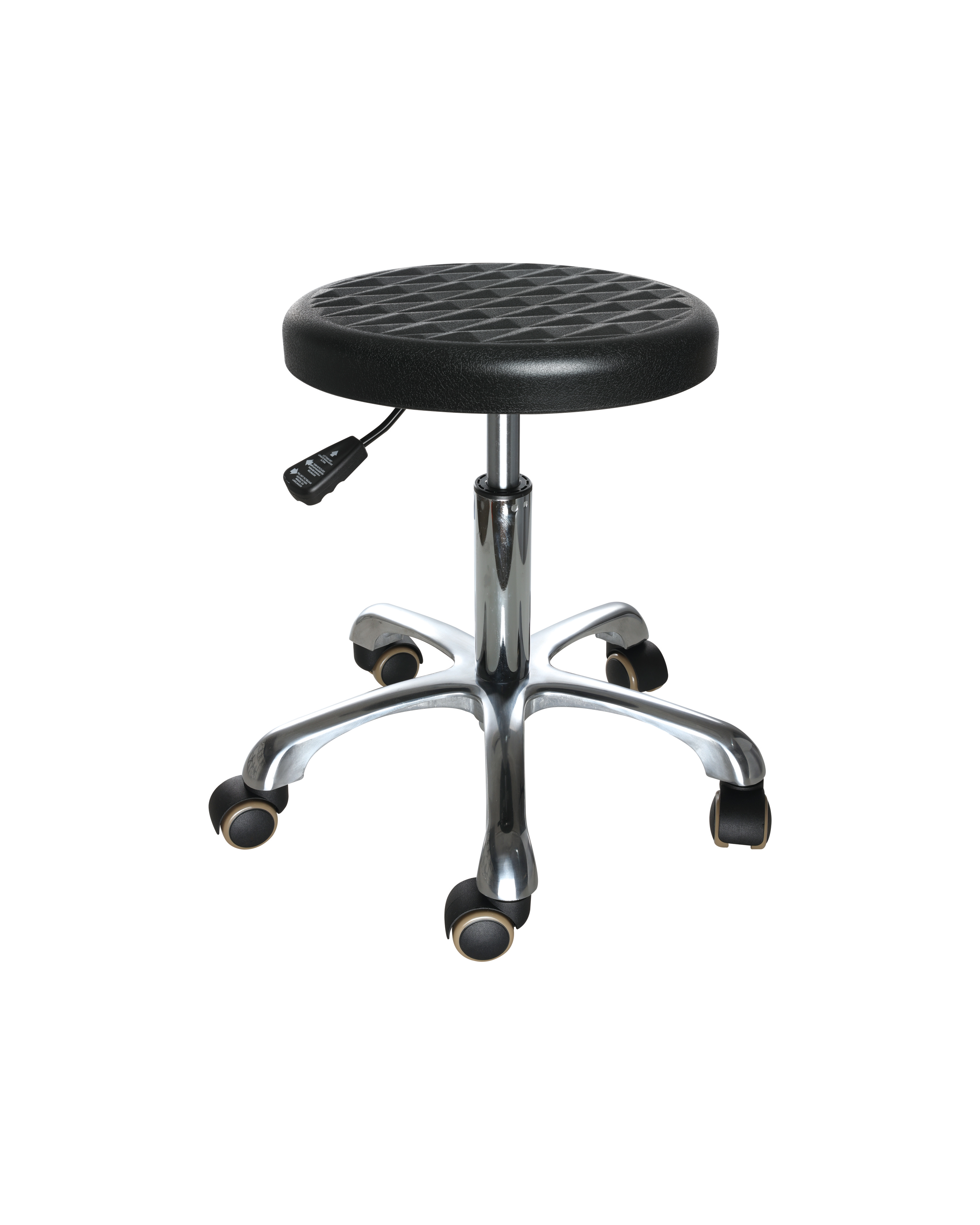 Industrial Polyurethane Adjustable Work Seating with Chrome Foot Ring and Casters Laboratory Chair